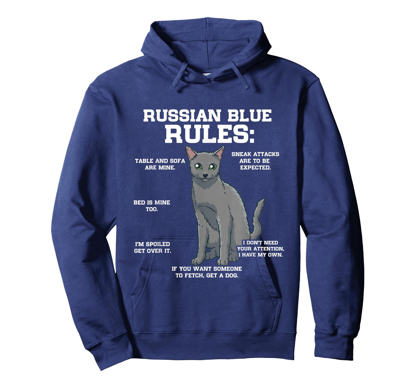 Funny Cat Owner Russian Blue Cat Rules T-Shirt for Men Women Girls Kids