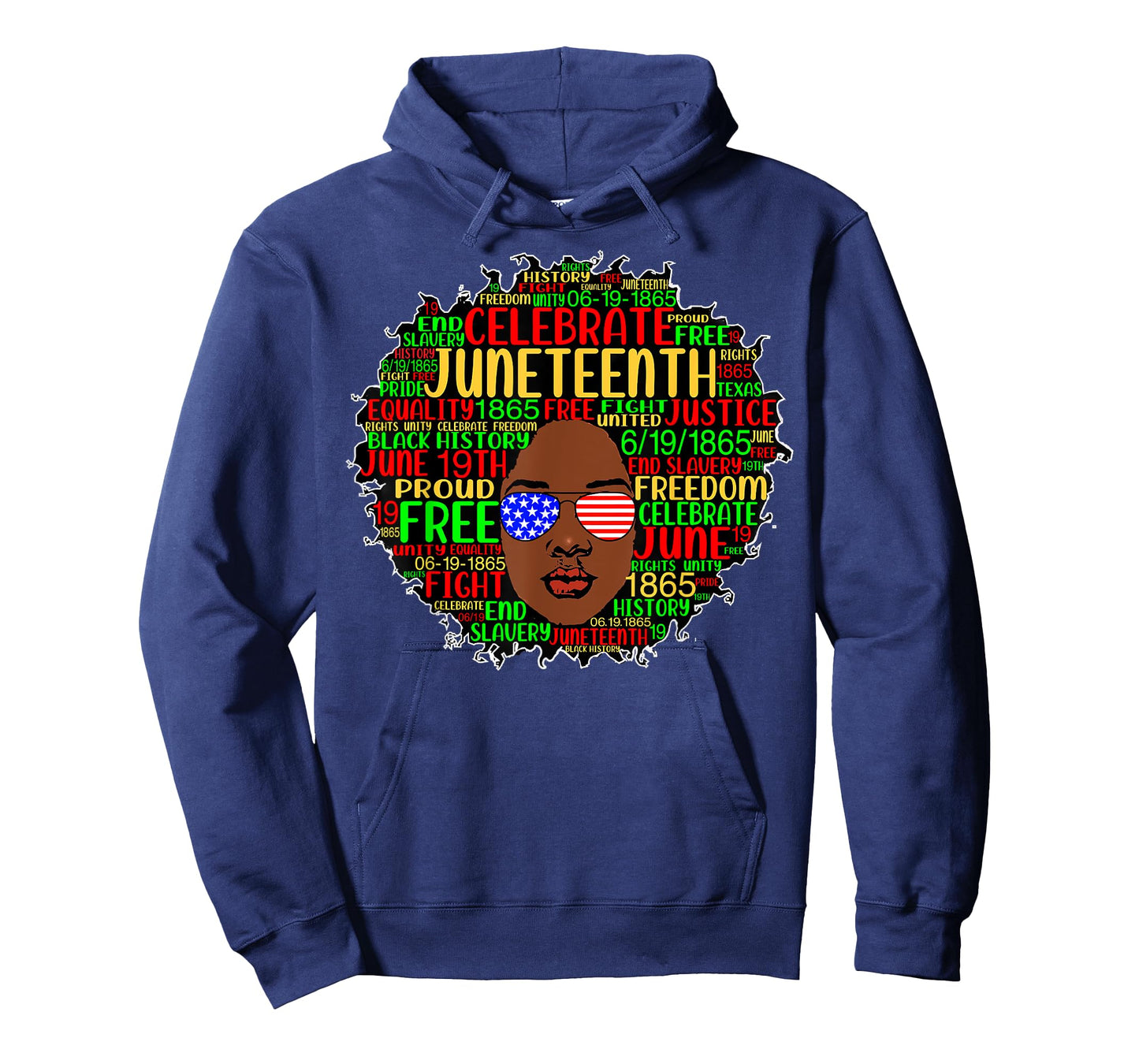 Afro Word Art Juneteenth History Natural Hair Sunglasses T-Shirt