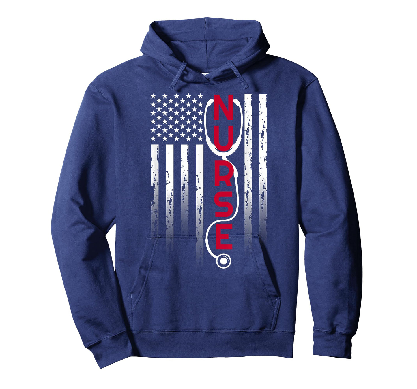 Patriotic Nurse with Flag Stethoscope for RN, LPN T-Shirt Small