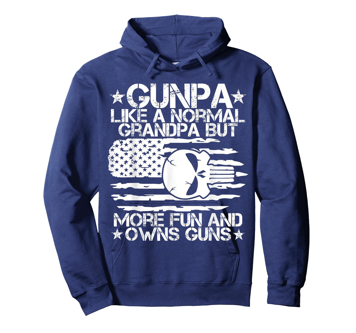 Gunpa Like A Normal Grandpa But More Fun USA Flag Skull Guns T-Shirt