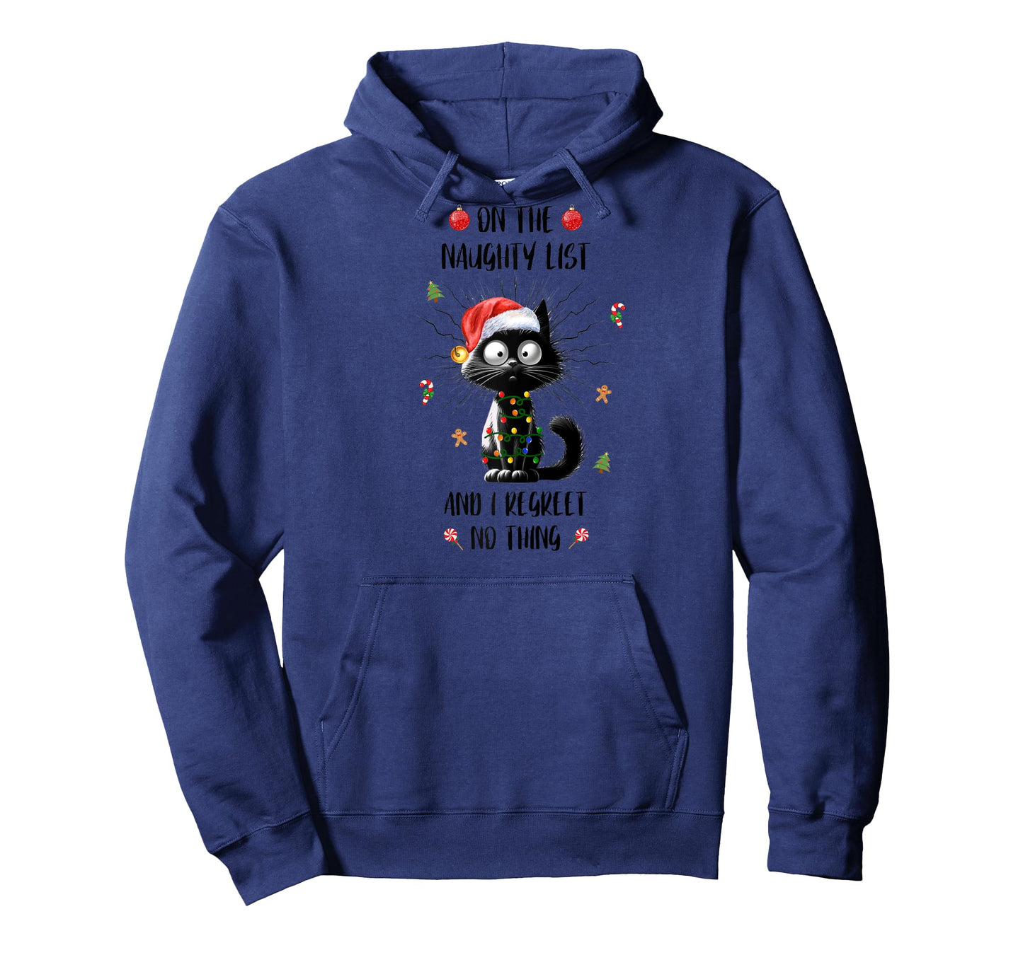 Fun Xmas Black Cat On The Naughty I Regret Nothing Christmas Raglan Baseball Tee