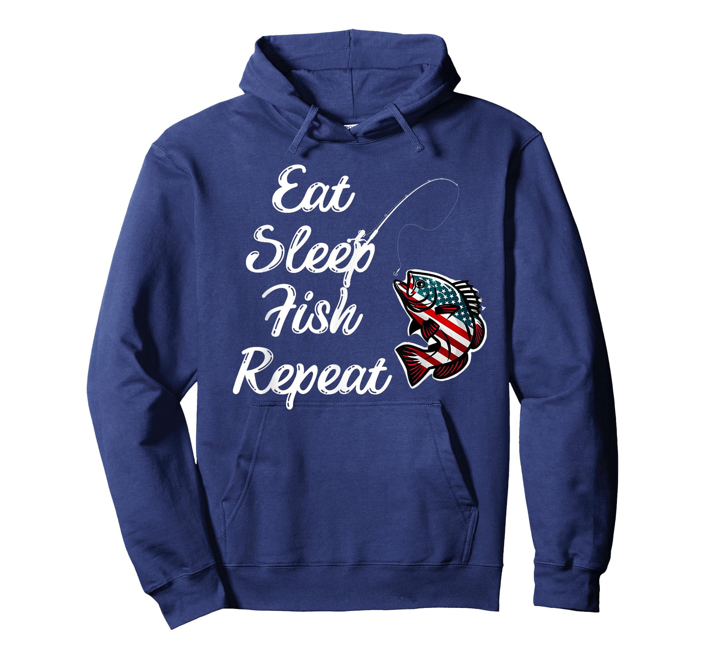 Eat Sleep Fish Repeat fish adorned in the American flag T-Shirt
