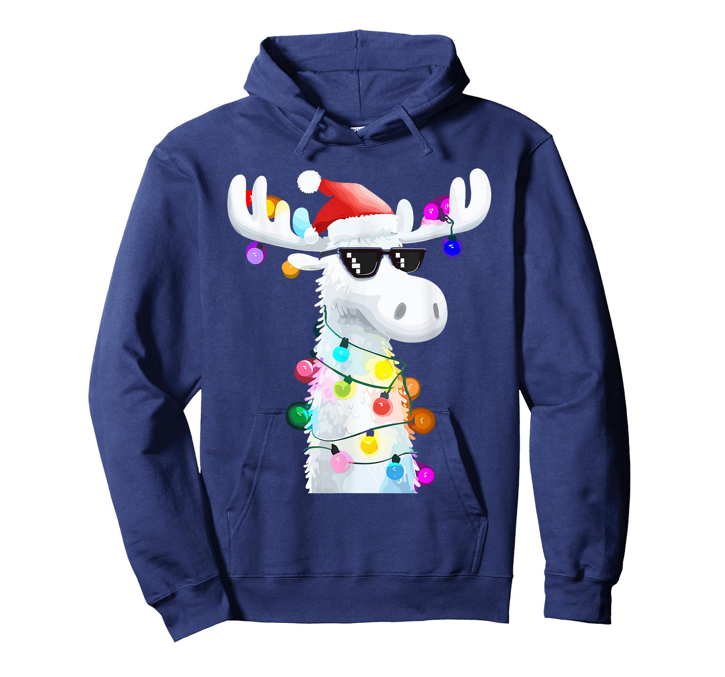 Funny Christmas Moose with Sunglasses and Holiday Lights T-Shirt