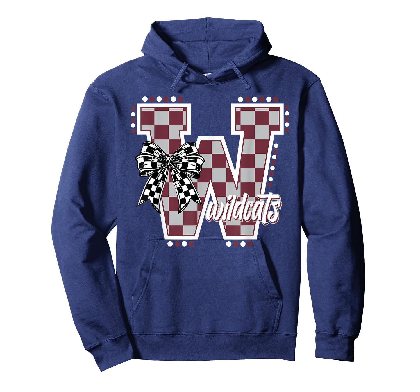 Wildcats Checkered Maroon Wildcat Pride School Spirit Mascot T-Shirt