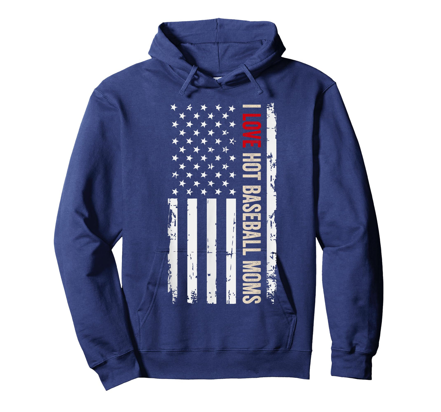 I Love Hot Baseball Moms American USA Flag T-Shirt