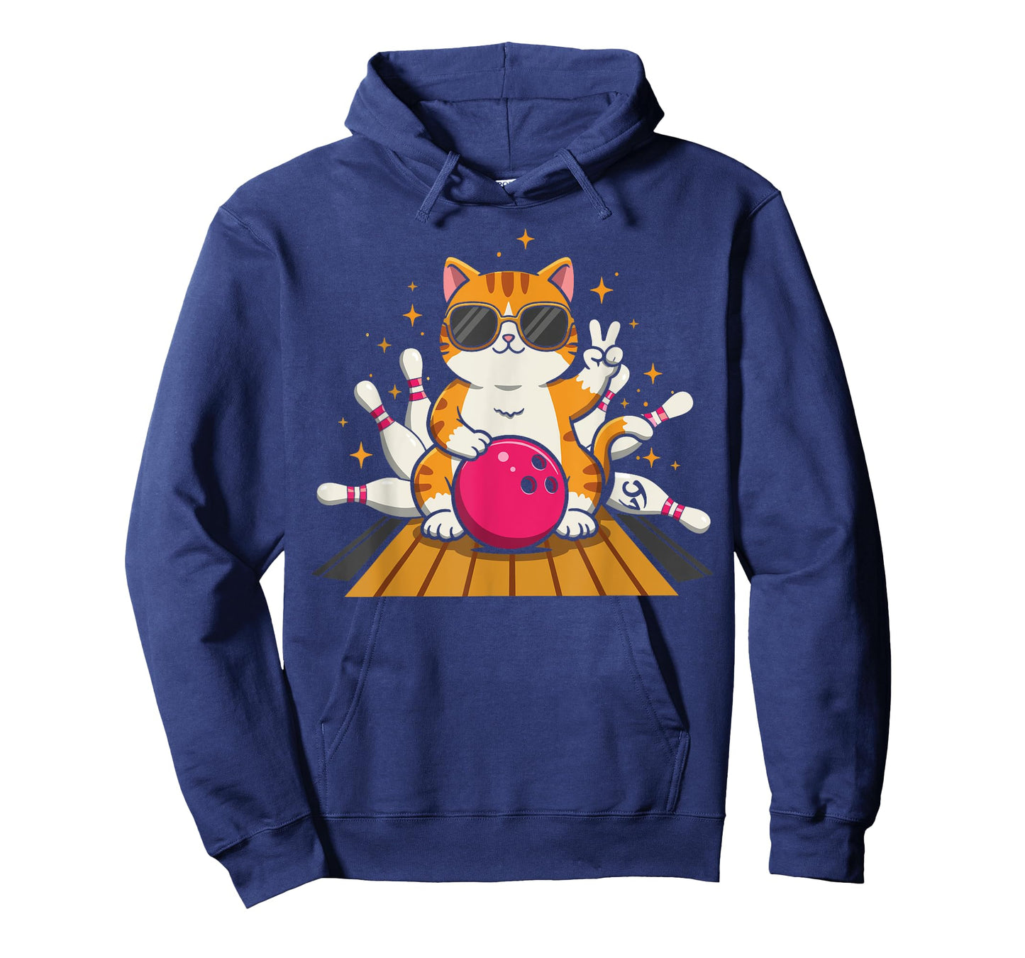 Bowling Cat with Sunglasses and Pink Ball โ Fun Design T-Shirt