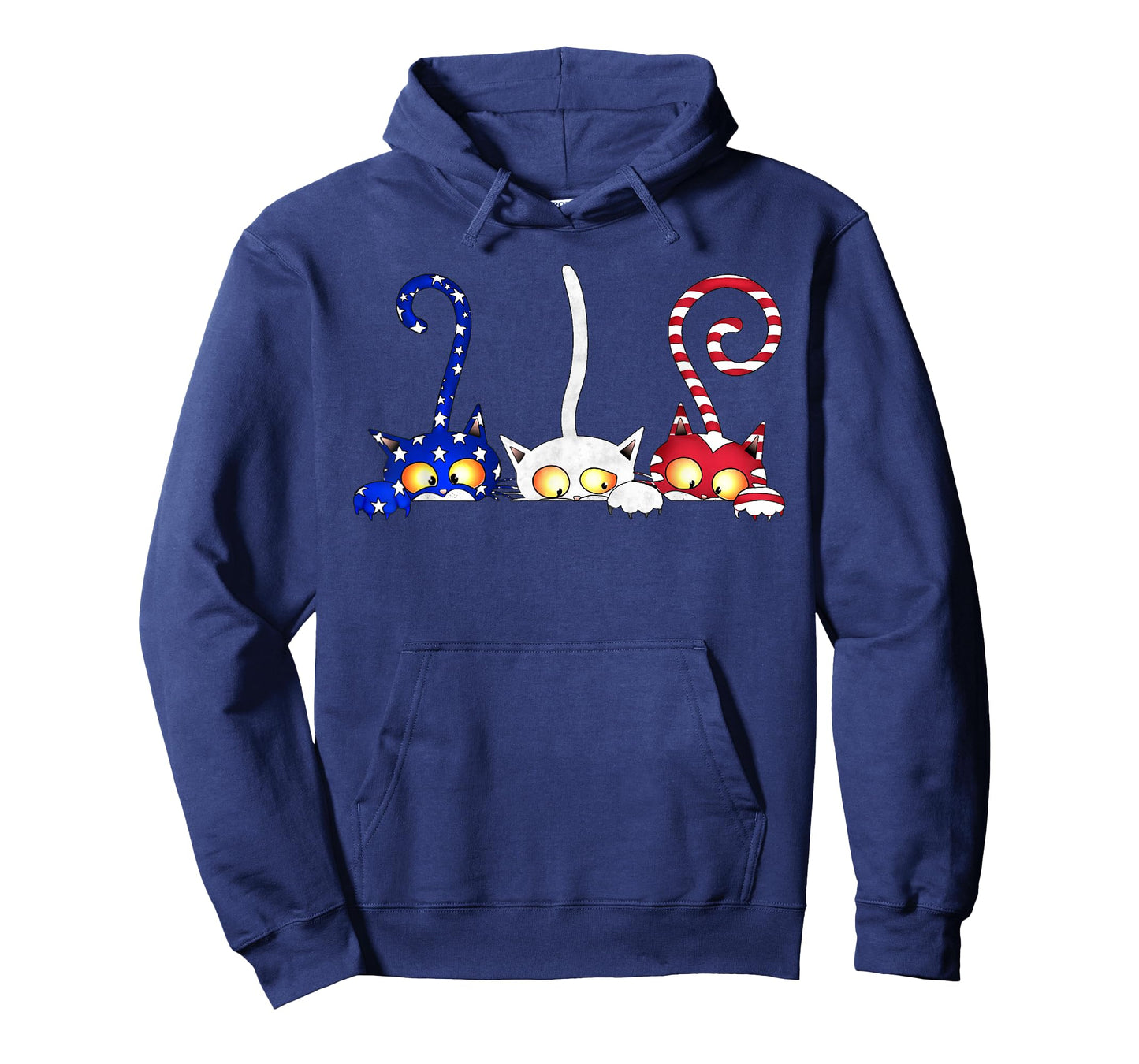 Cat 4th of July American Flag Red White Blue Women Kids T-Shirt