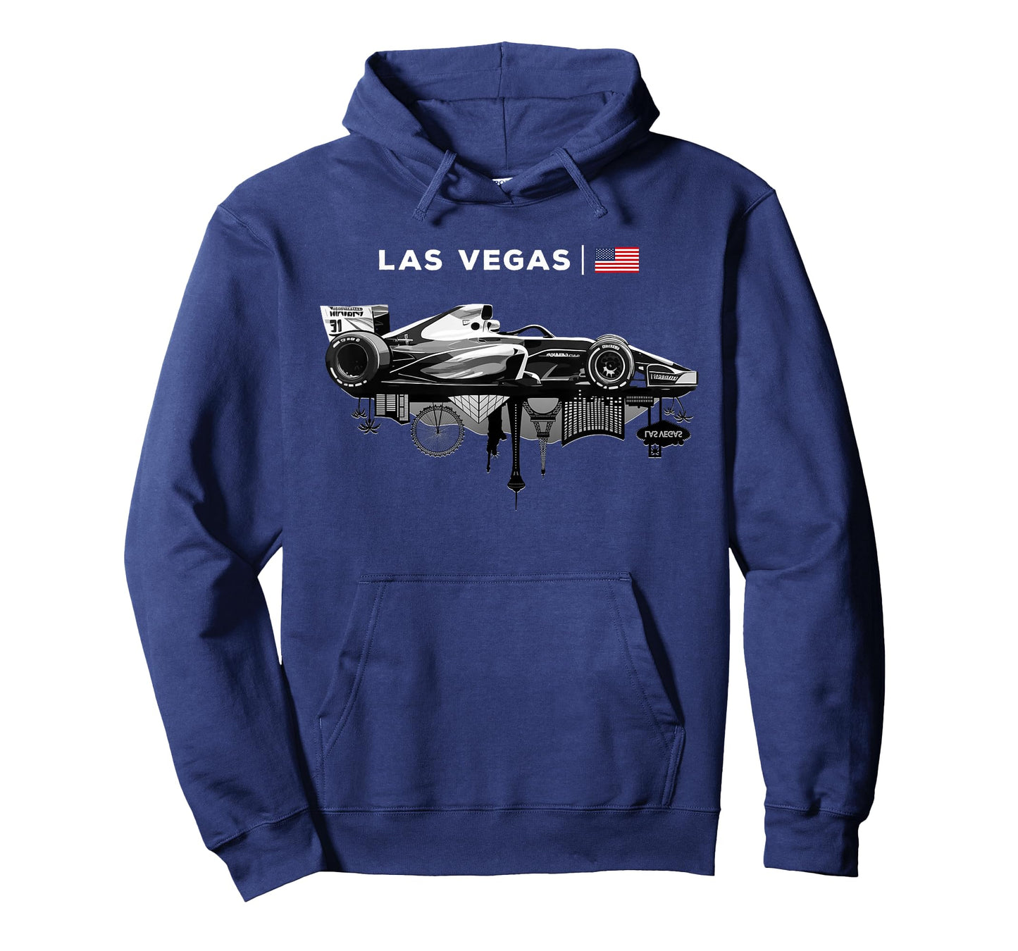 Las Vegas Racing Car Silhouette USA Flag T-Shirt