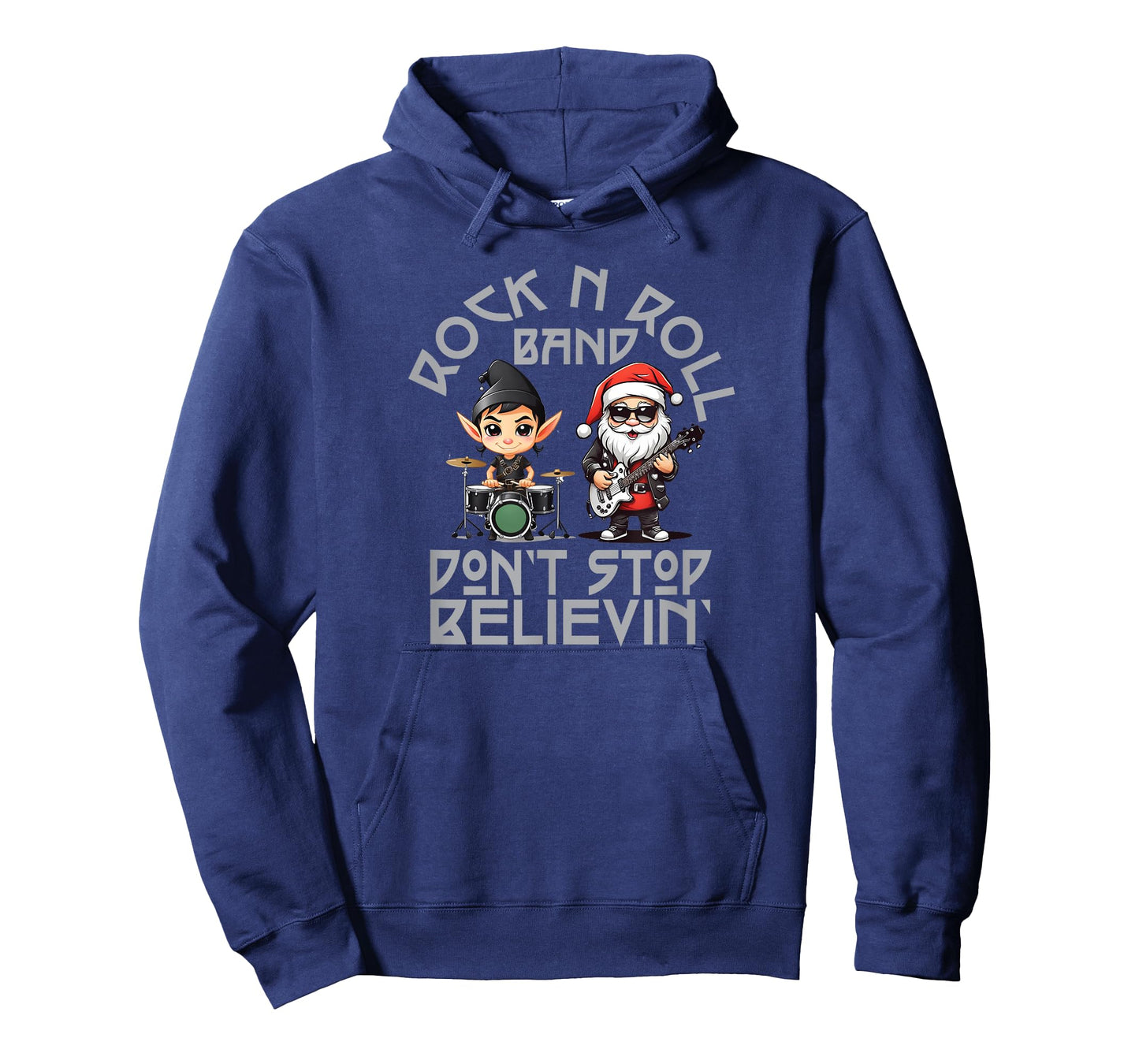 Rock and Roll Santa and Elf Band Christmas T-Shirt
