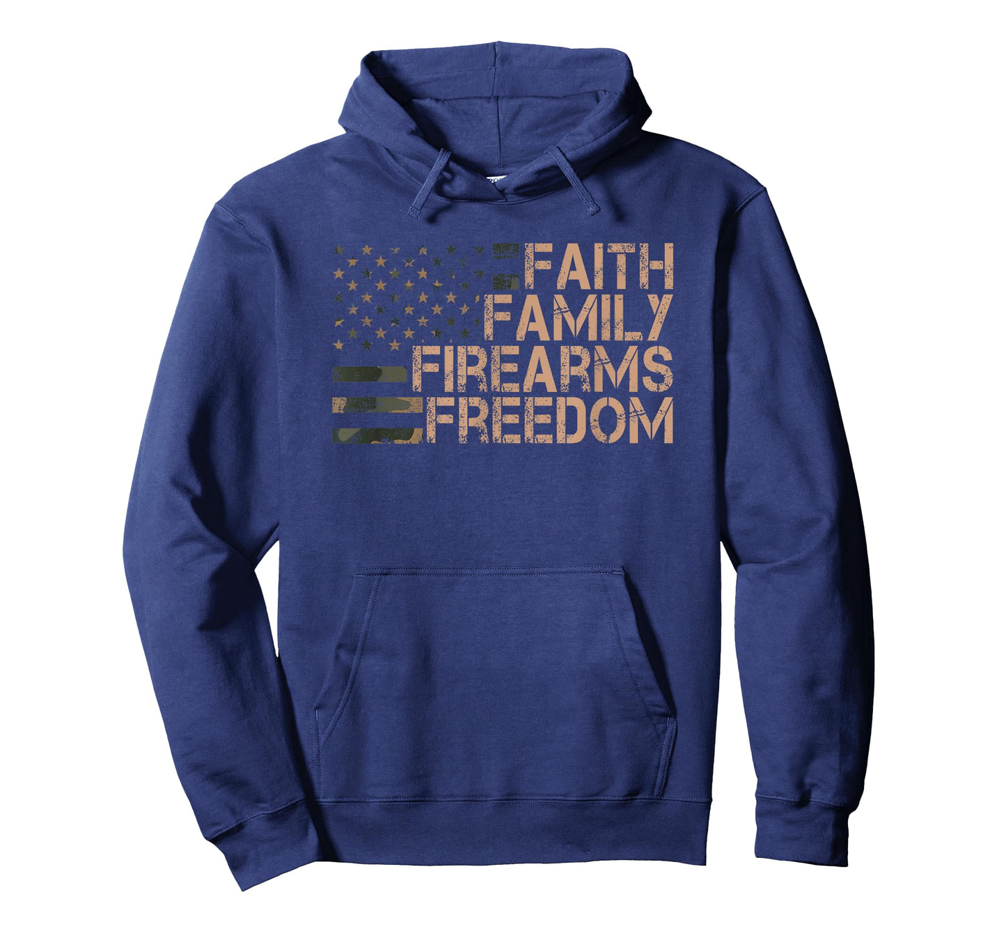 Faith Family Firearms Freedom - Pro God And Guns USA Flag T-Shirt