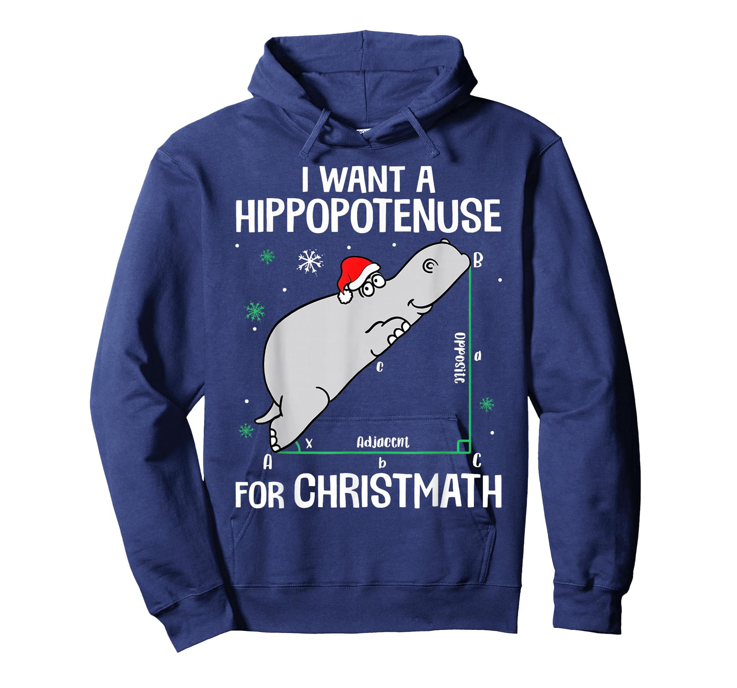 I Want Hippopotenuse For Christmas Math Teacher Hippopotamus T-Shirt