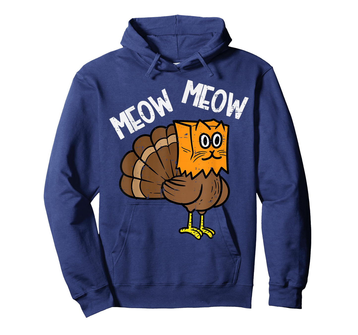 Turkey Paper Bag Meow Funny Thanksgiving Cat Men Women Kids T-Shirt
