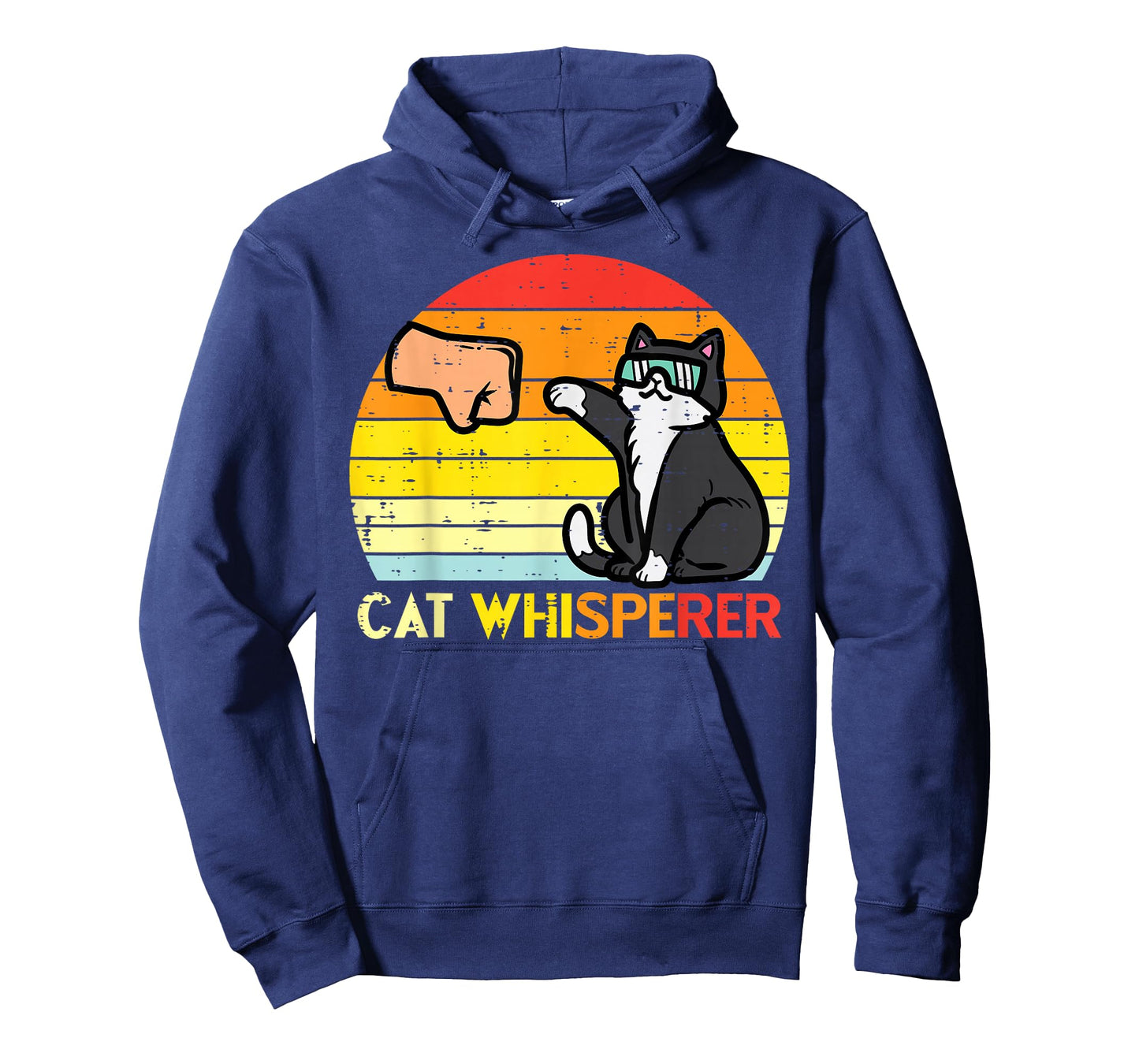 Cat Whisperer Man Paw Fist Bump Sunset Retro Men Women Kids T-Shirt