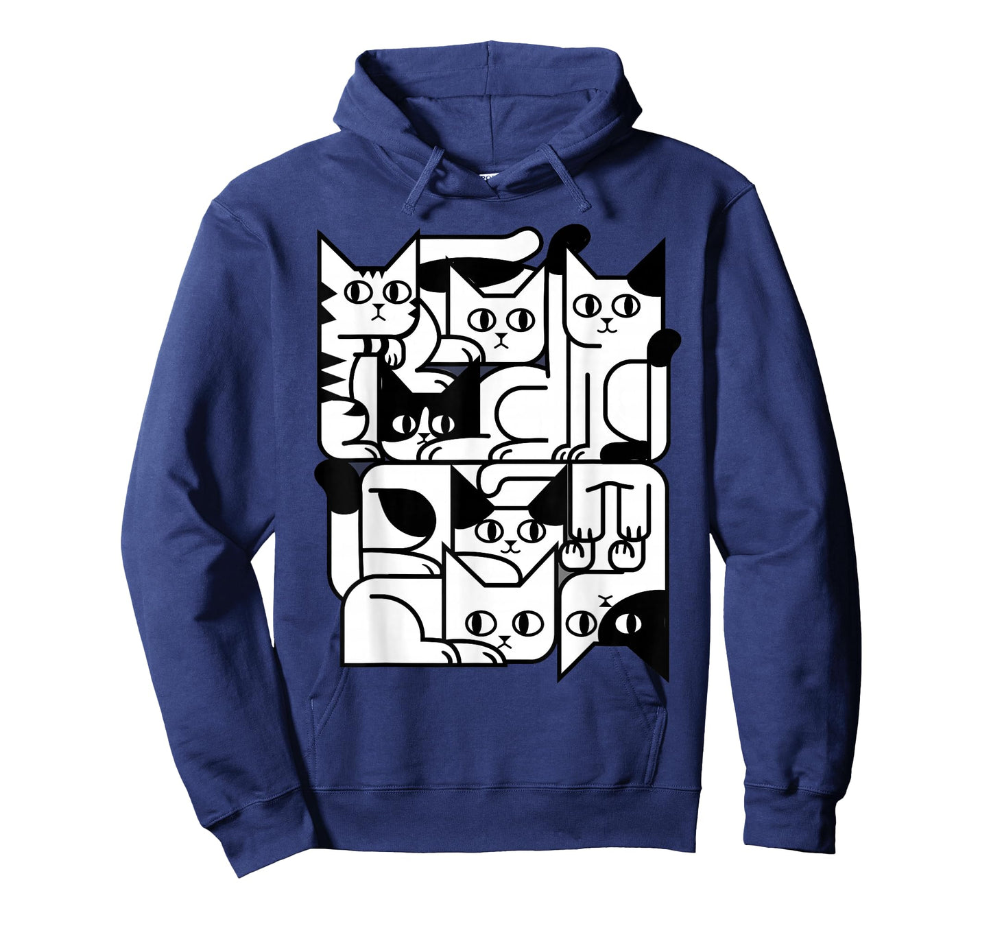 Feline Animal Friends Apparel for Cat Enthusiasts Geometric Cat Silhouette Abstract Kitten Classic Cute Cat T-Shirt, Small, Black