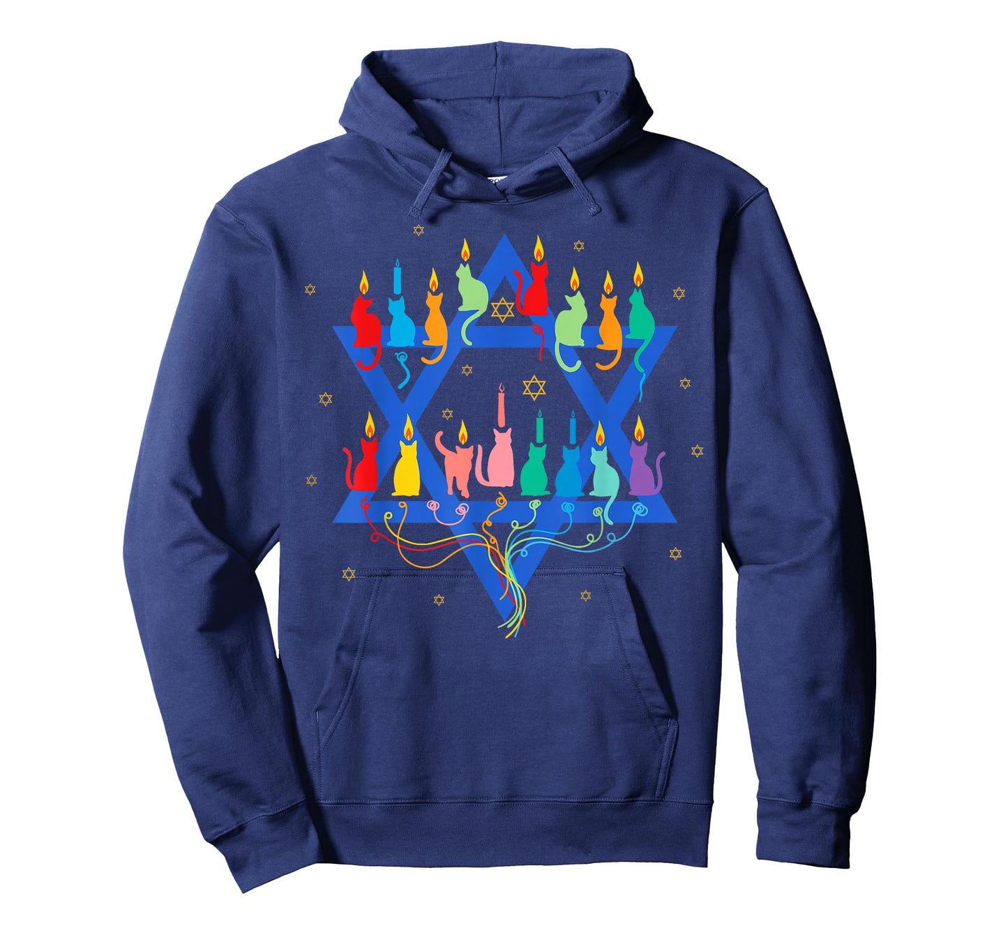 Funny Happy Hanukkah Hanukkat Meowzel Tov Jewish Cat Menorah T-Shirt