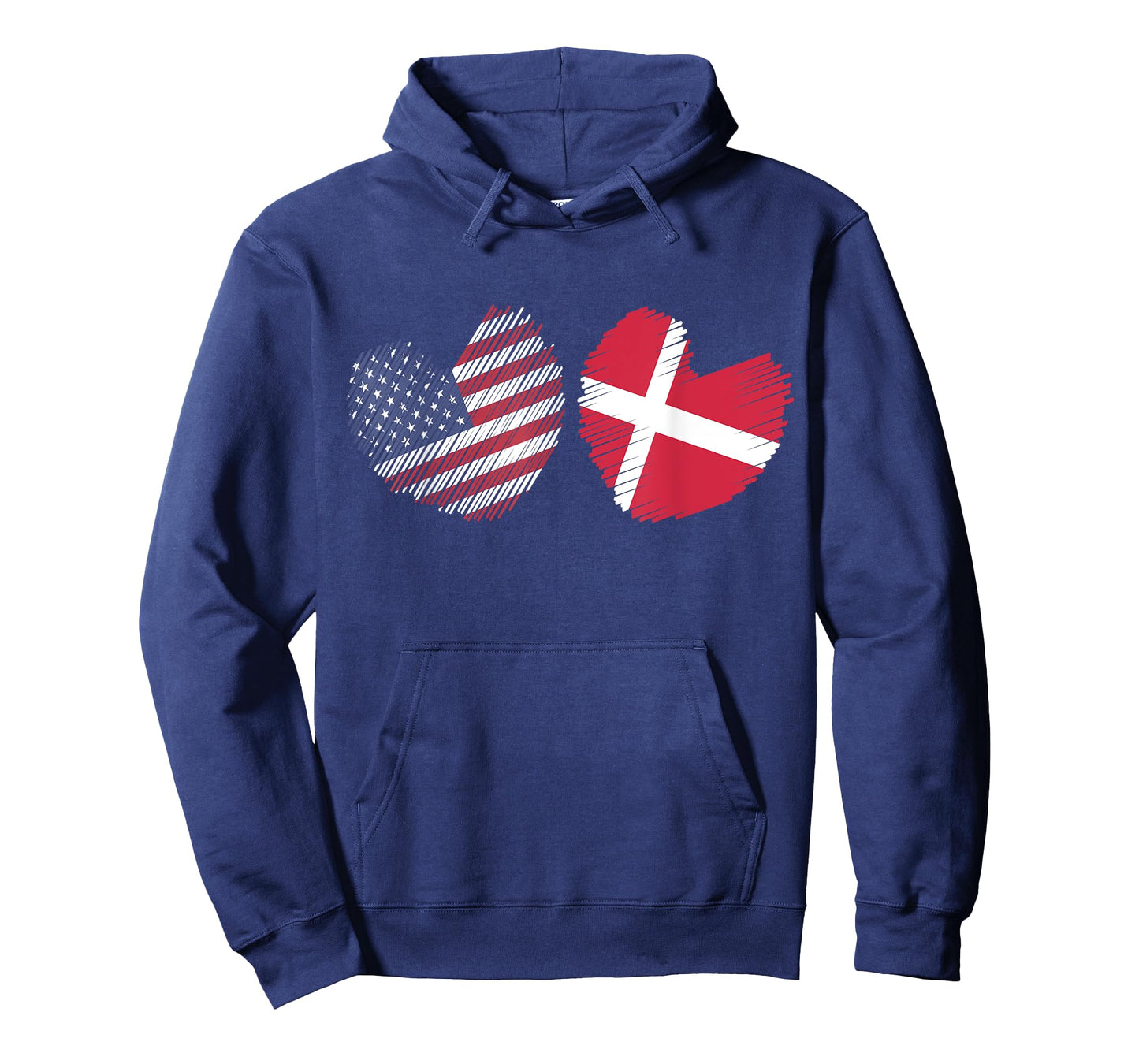 Denmark USA Heart American Flag Danish Flag Love Heart T-Shirt