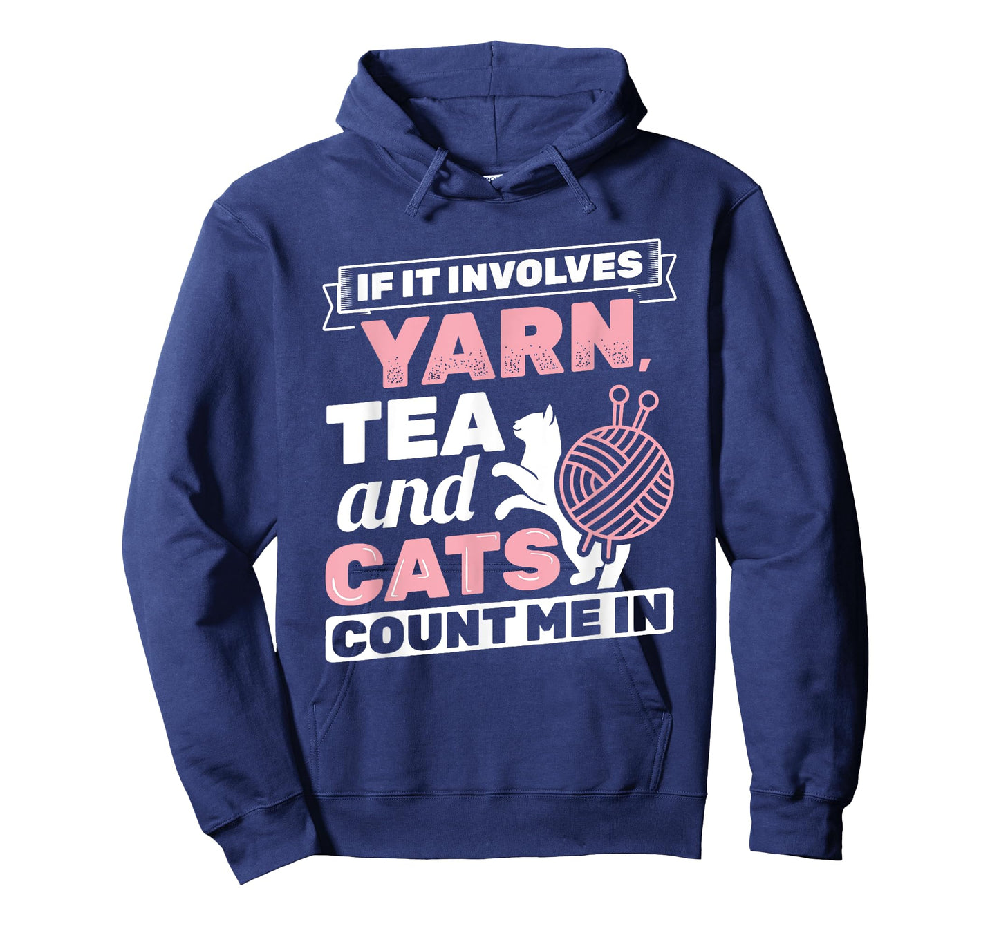 If It Involves Yarn Tea Cats Knitter Knitting Crochet T-Shirt