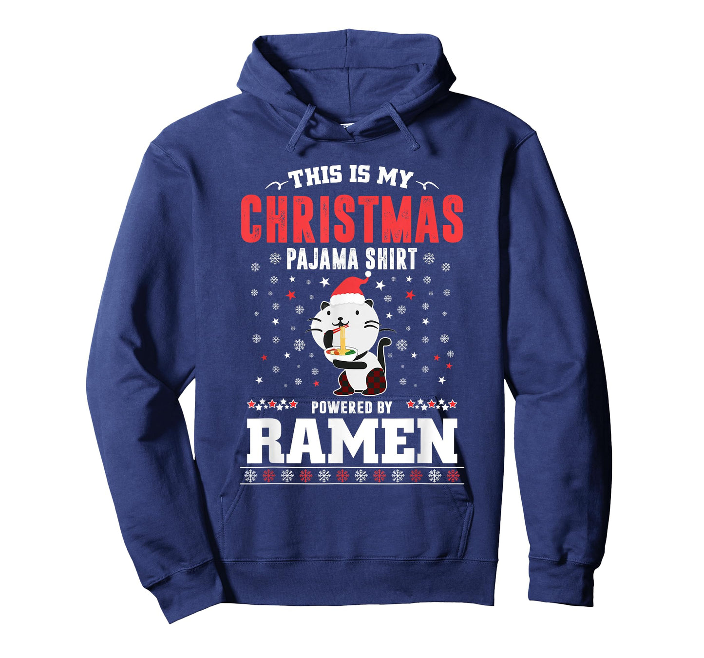 This Is My Christmas Pajama tee Powered by Ramen Santa Cat T-Shirt