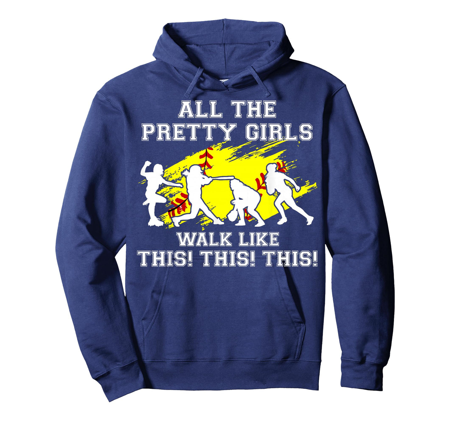 Softball Pretty Girl Walk Like This Funny Teen Women Graphic T-Shirt