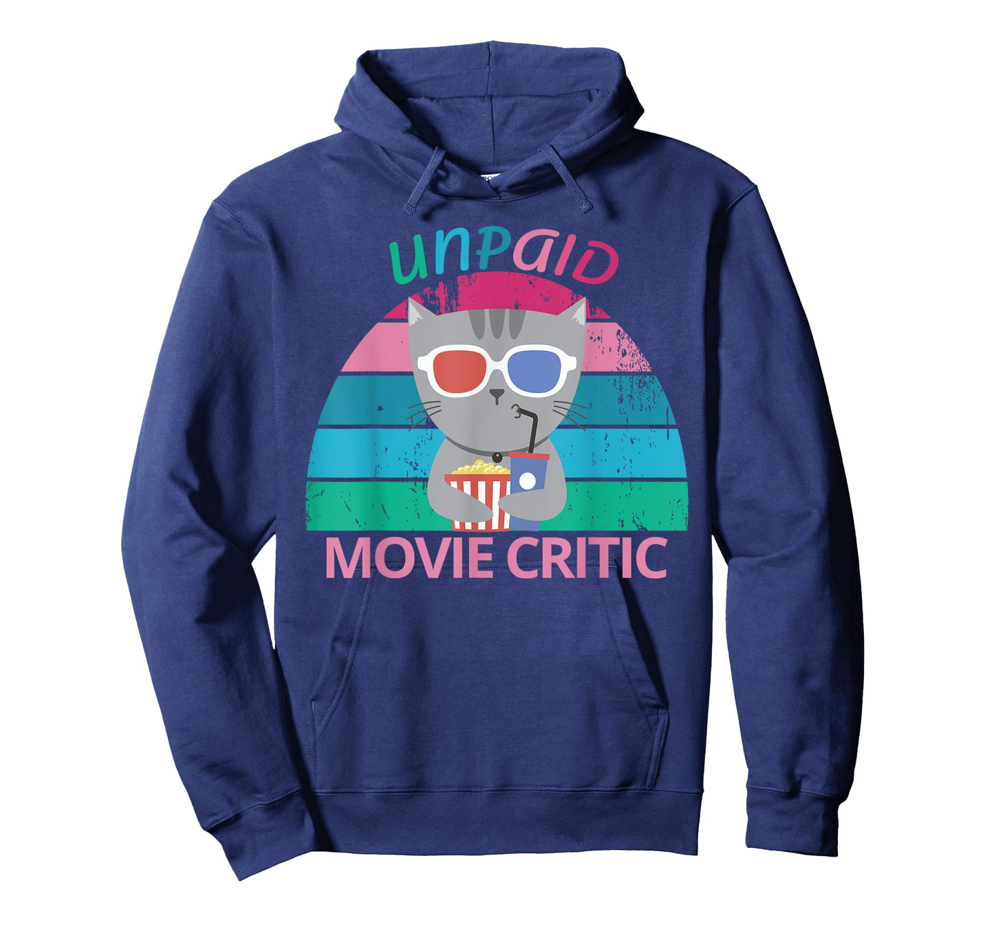 Unpaid Movie Critic moviegoer Film Cinema retro cat T-Shirt for Men Women