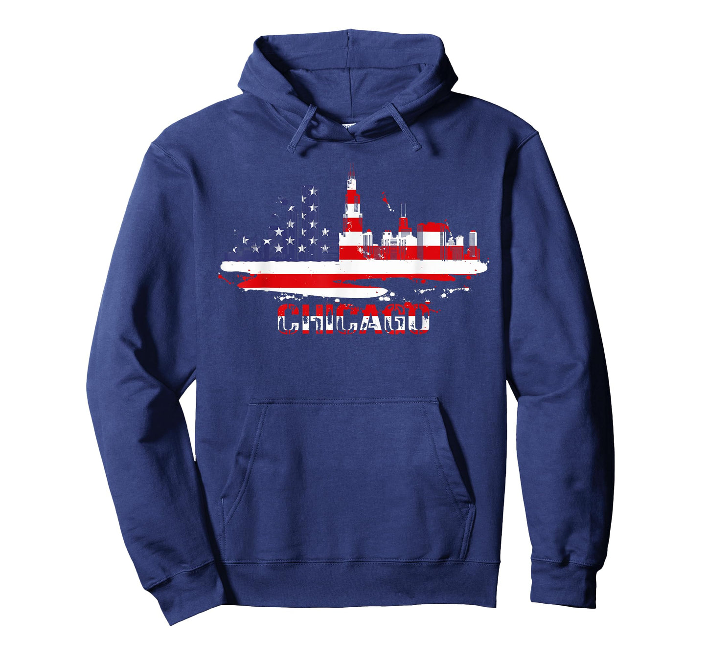 USA American Flag Cityscape - Chicago Illinois Skyline T-Shirt