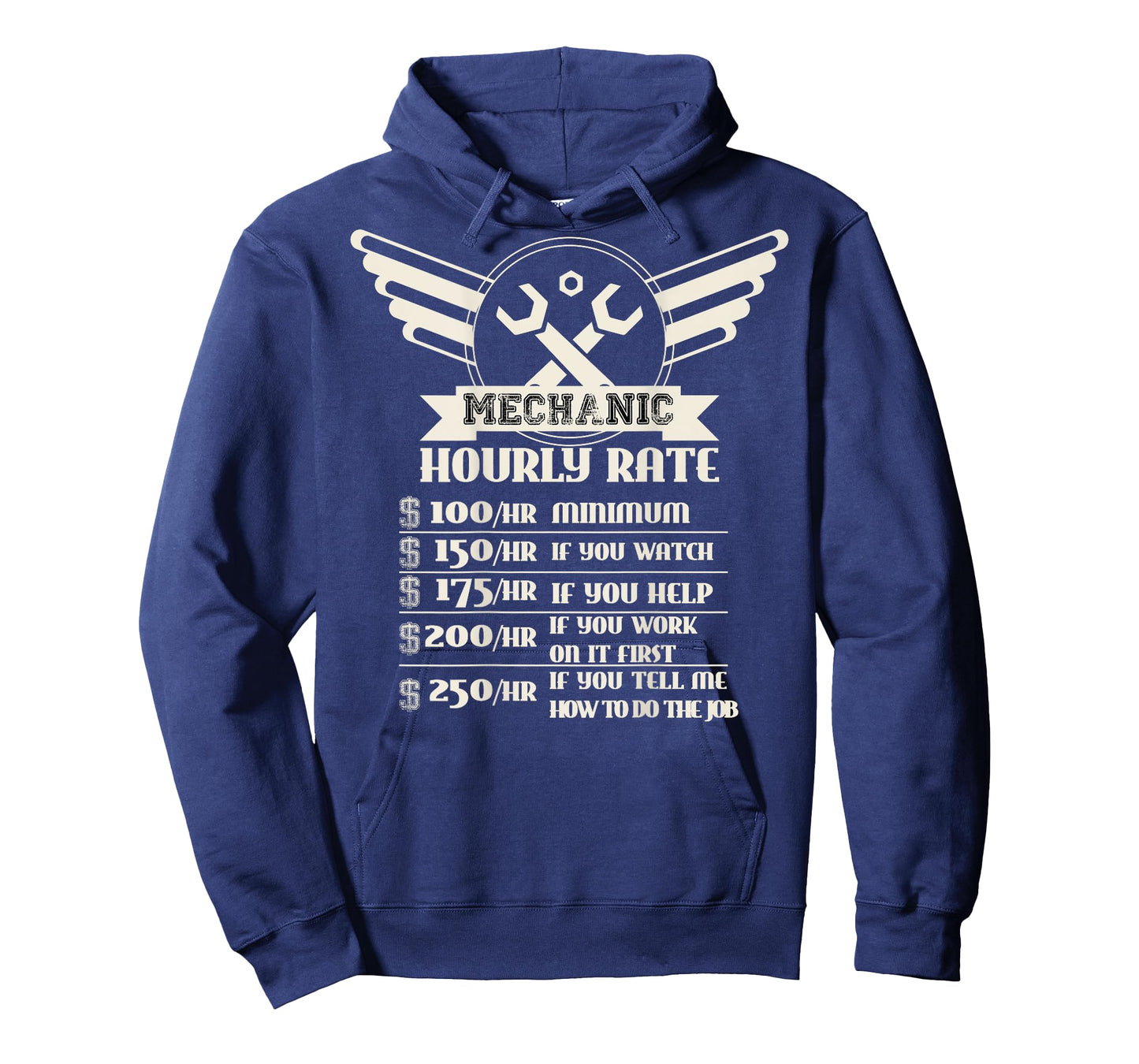 Backside Funny Mechanic Hourly Rate Distressed Design Shirt