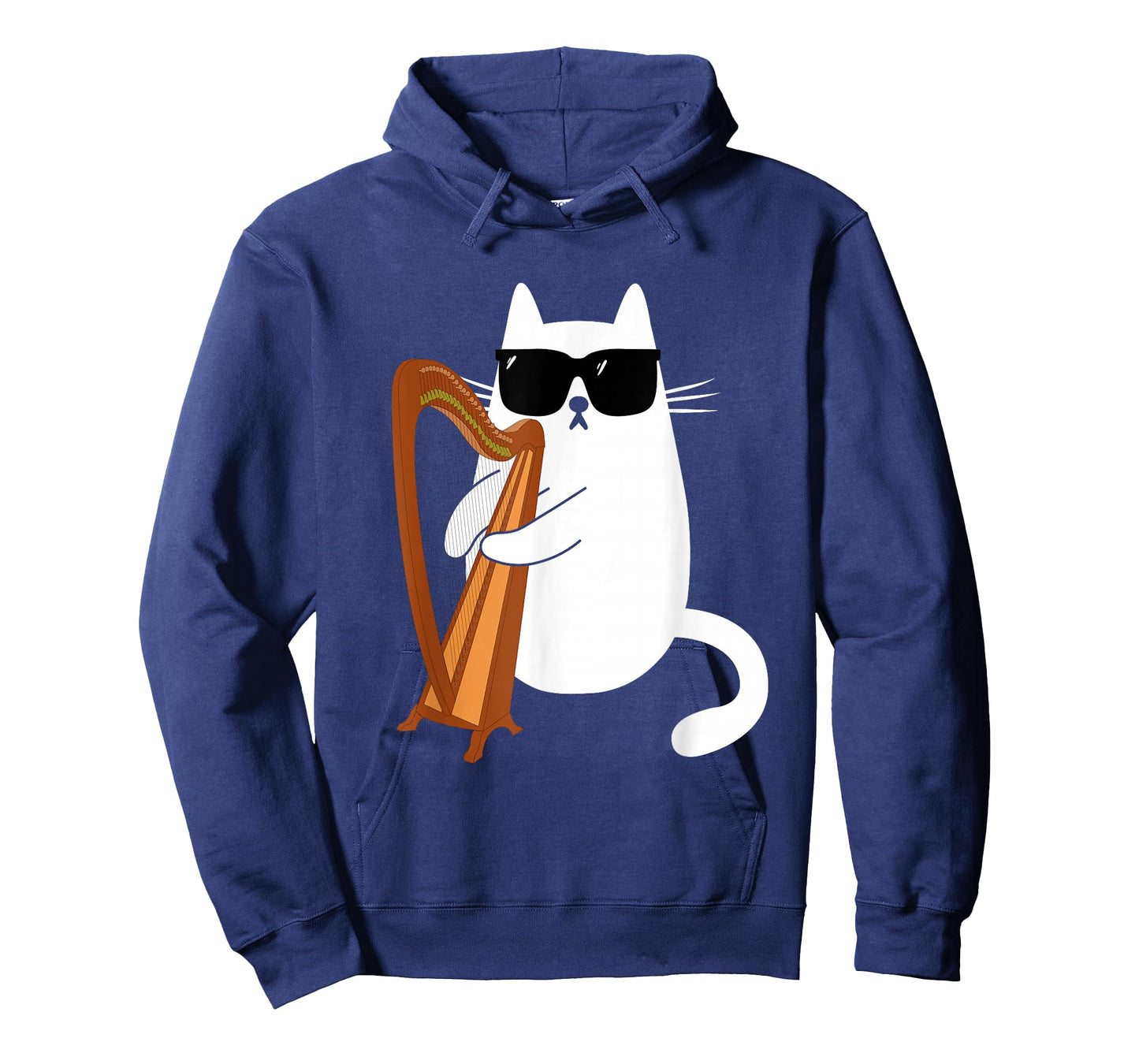 Funny Cat Wearing Sunglasses Playing Harp Harpist Musician T-Shirt