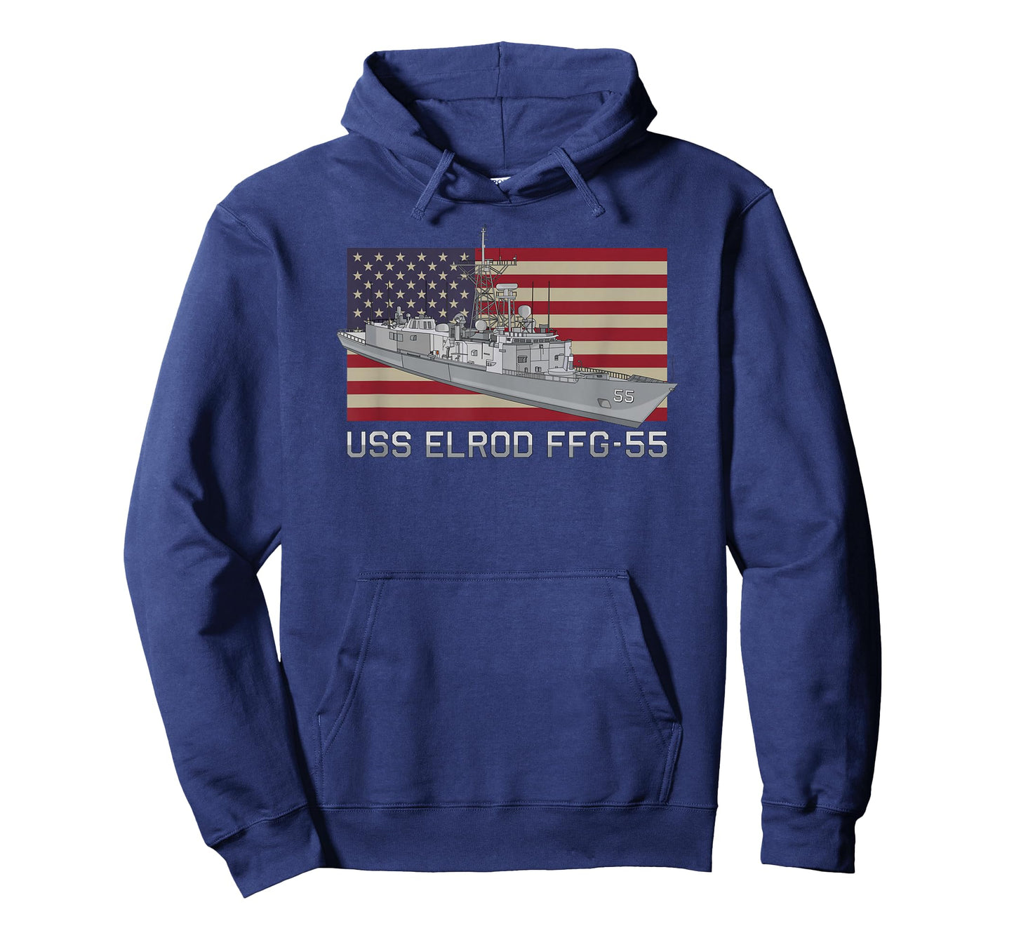 USS Elrod FFG-55 Ship Diagram American Flag T-Shirt