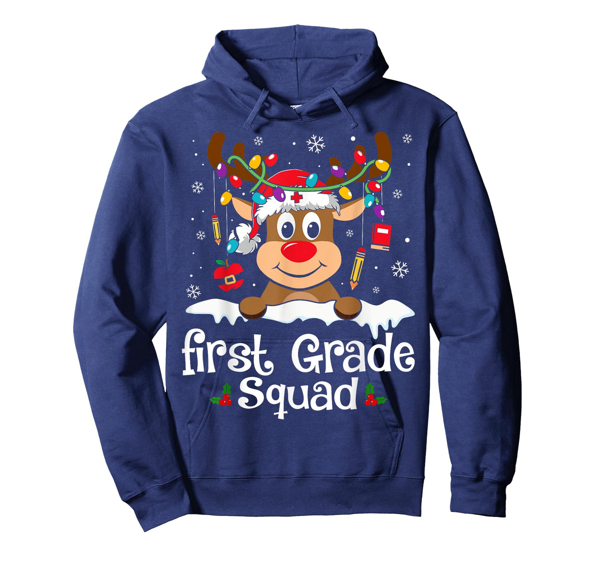 First Grade Teacher Squad Funny Reindeer Teacher Christmas T-Shirt