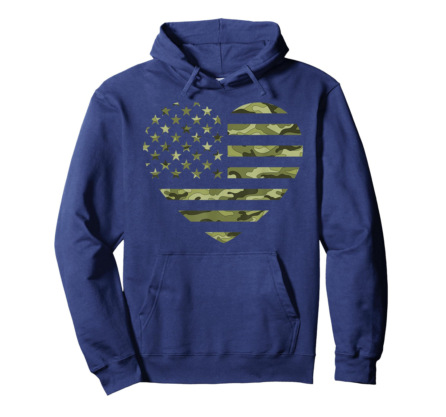 Camo American Flag Heart Camouflage Tactical Green Military T-Shirt