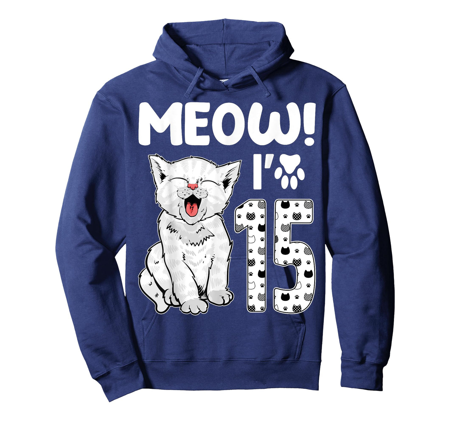 Meow I'm 15 Years Old Girl 15th Birthday Cat Cute Cat Lover T-Shirt
