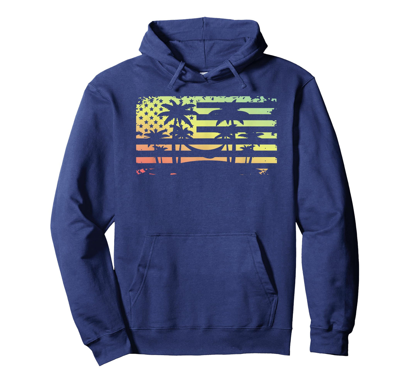 Summer Sunset Palm Trees American Flag Beach T-Shirt