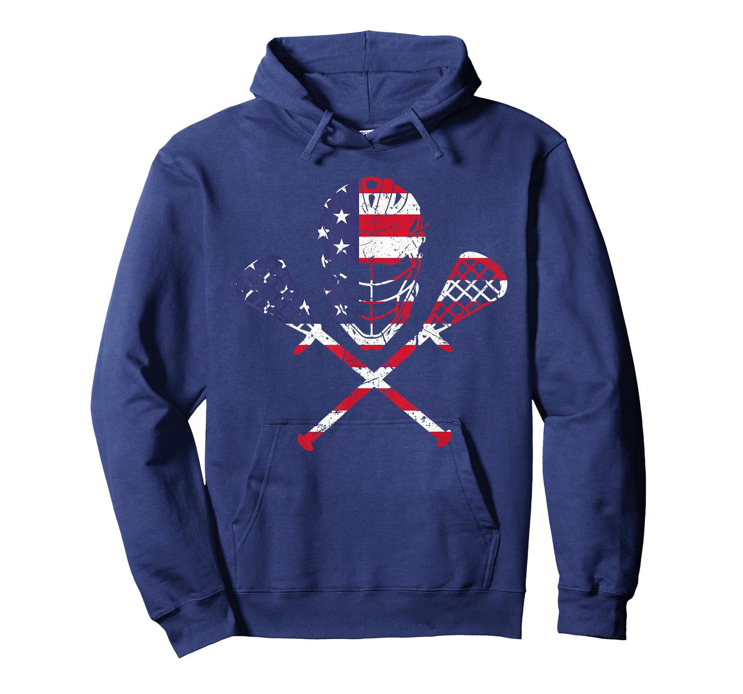 Lacrosse American Flag Helmet Sticks Men Tee 4th Of July T-Shirt