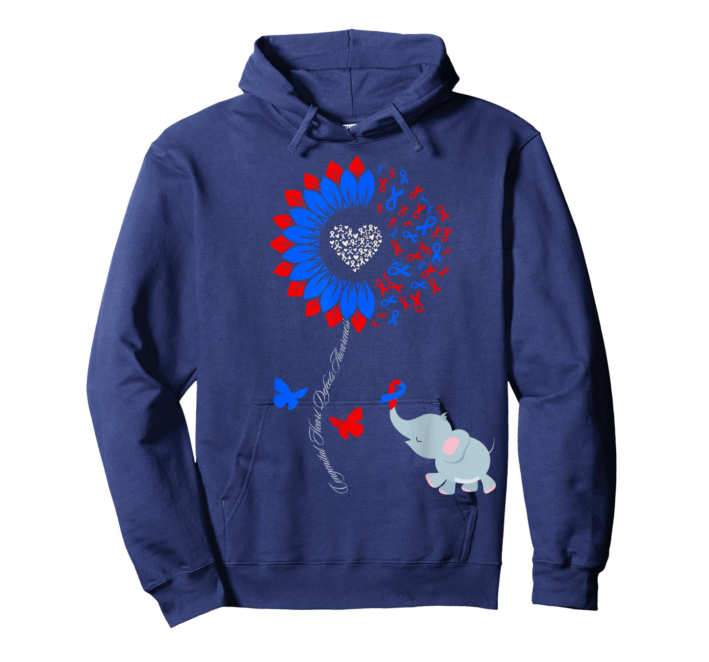 Congenital Heart Defects Awareness Sunflower Elephant T-Shirt