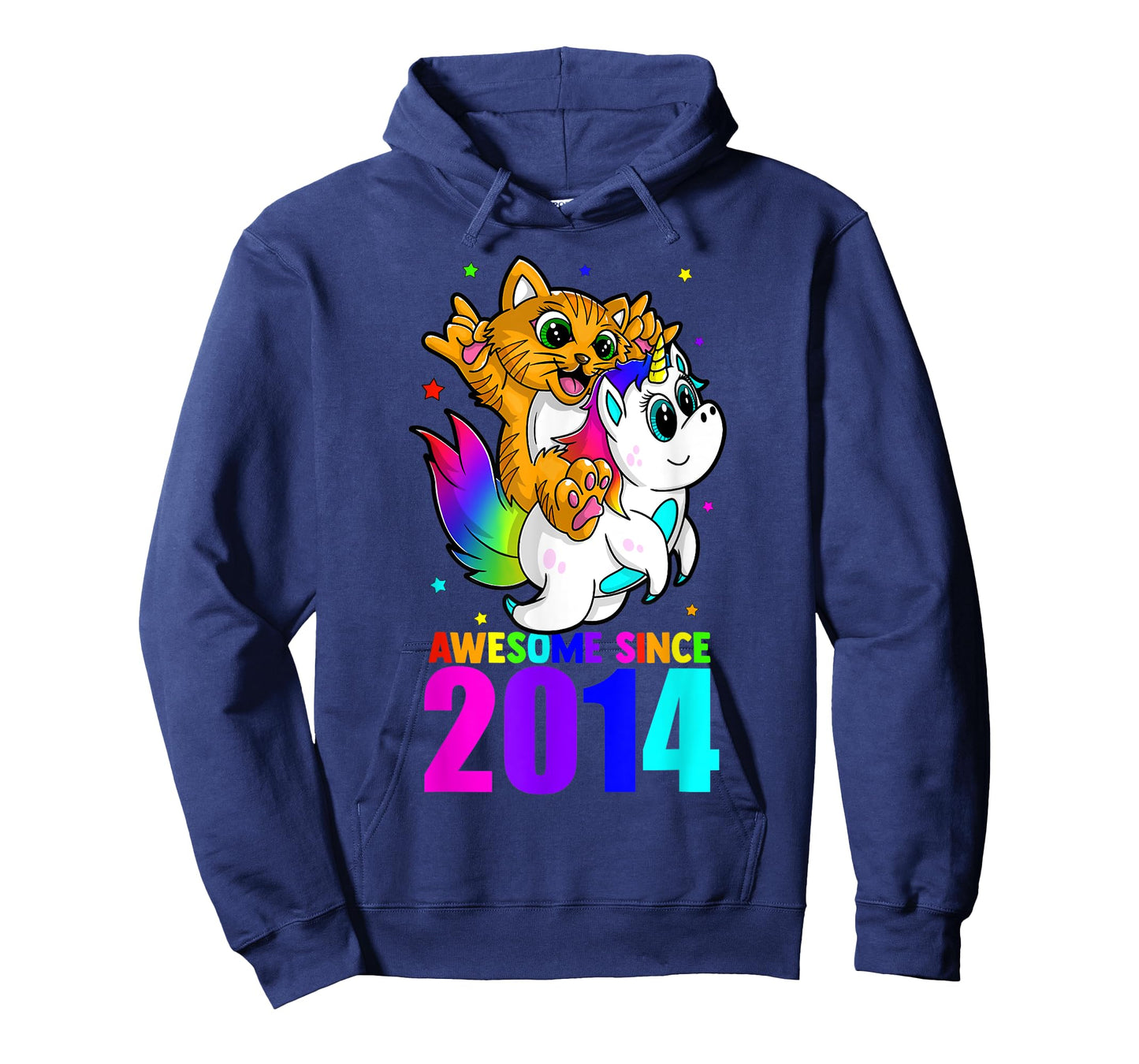 Awesome Since 2014 Unicorn Cat Birthday Girl Boys Cute Kids T-Shirt