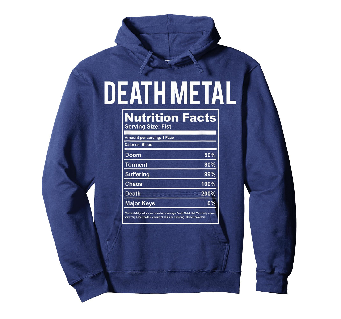 Funny Brutal Death Metal Nutrition Facts Concert Gift T-Shirt Small
