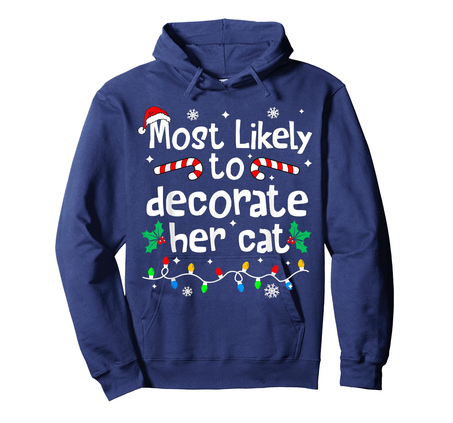 Most Likely to Decorate Her Cat Family Christmas Matching T-Shirt