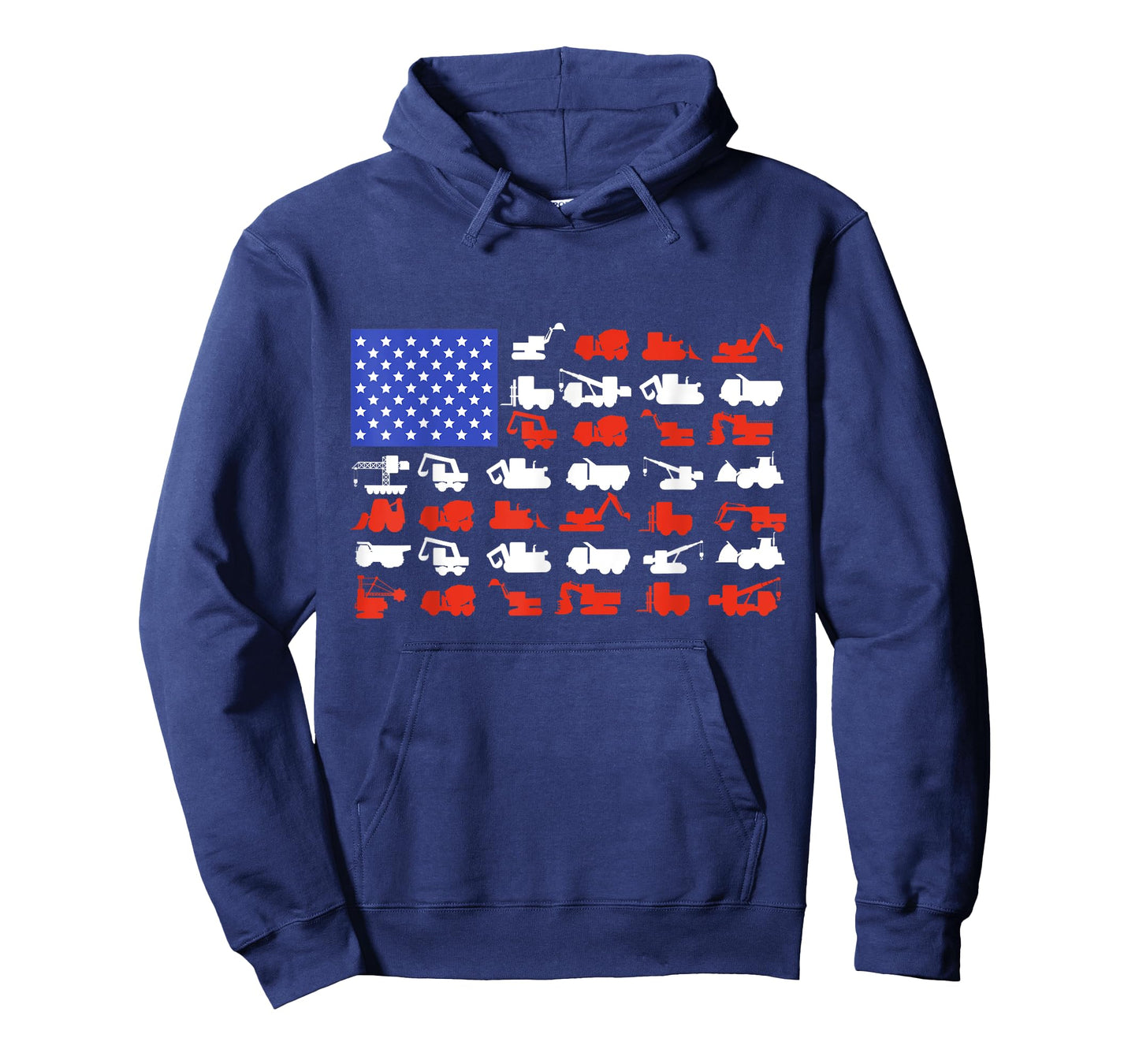 Construction Vehicles USA American Flag Excavator Trucks T-Shirt