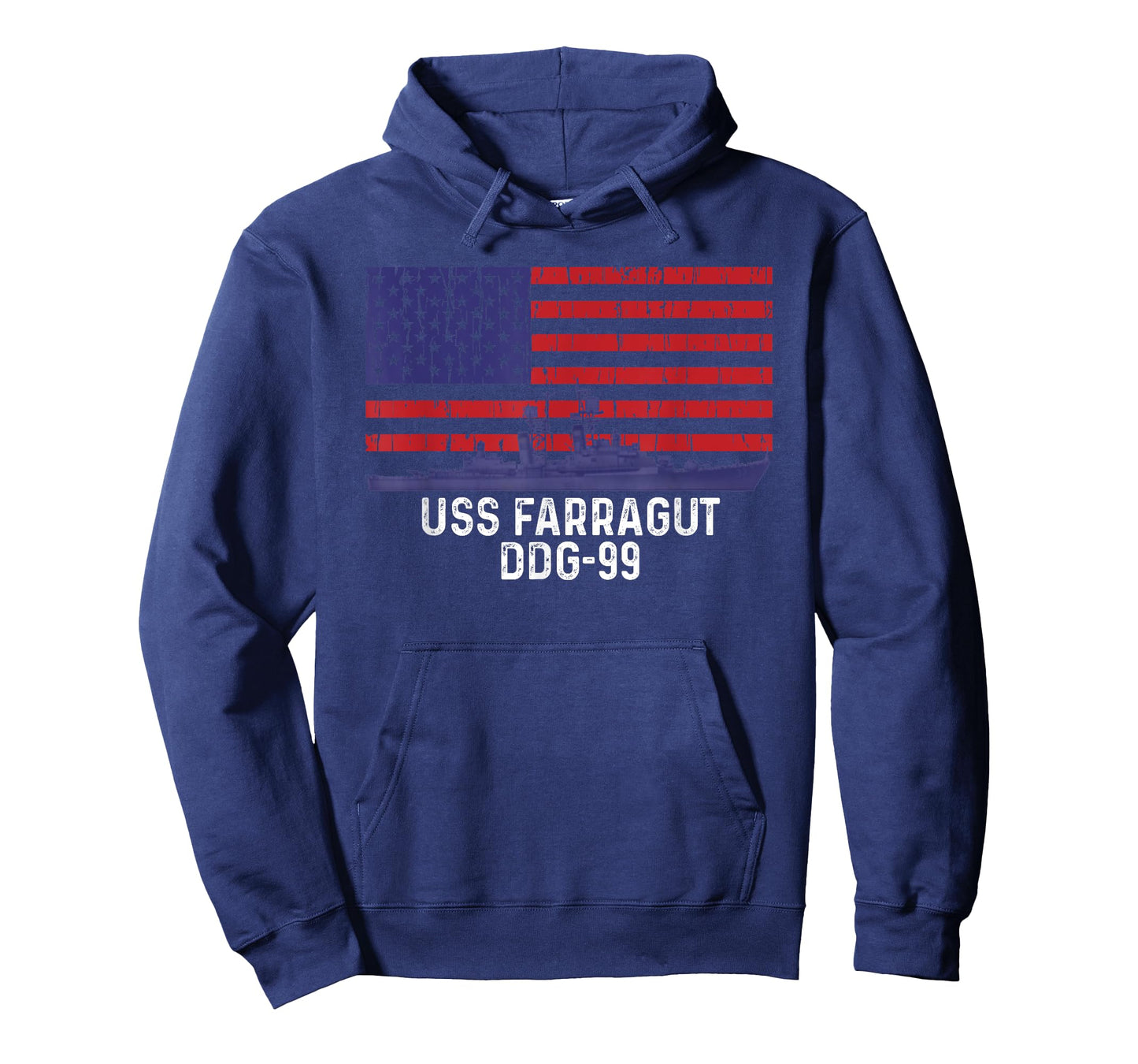 USS Farragut DDG-99 Ship Vintage American Flag T-Shirt for Women Men