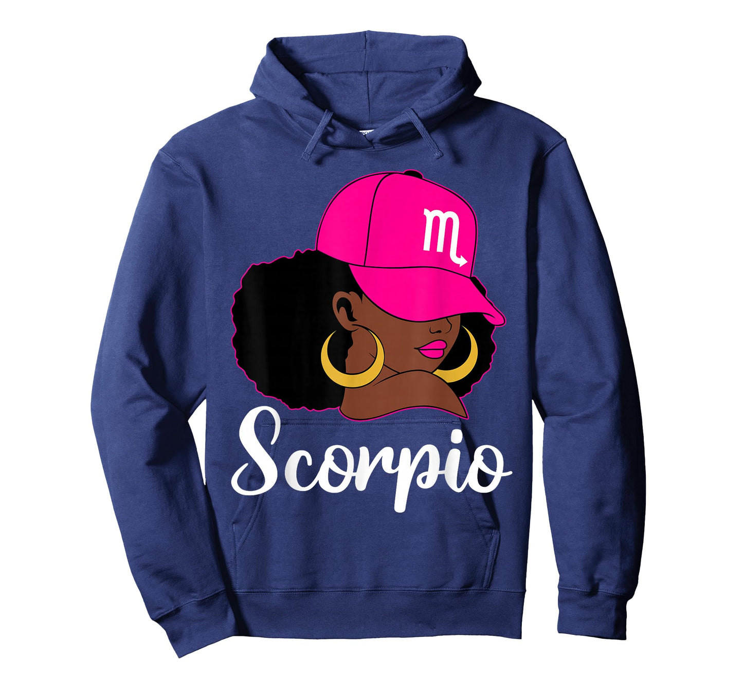 Scorpio Black Girl Pink Cap Zodiac Birthday Afro Woman T-Shirt