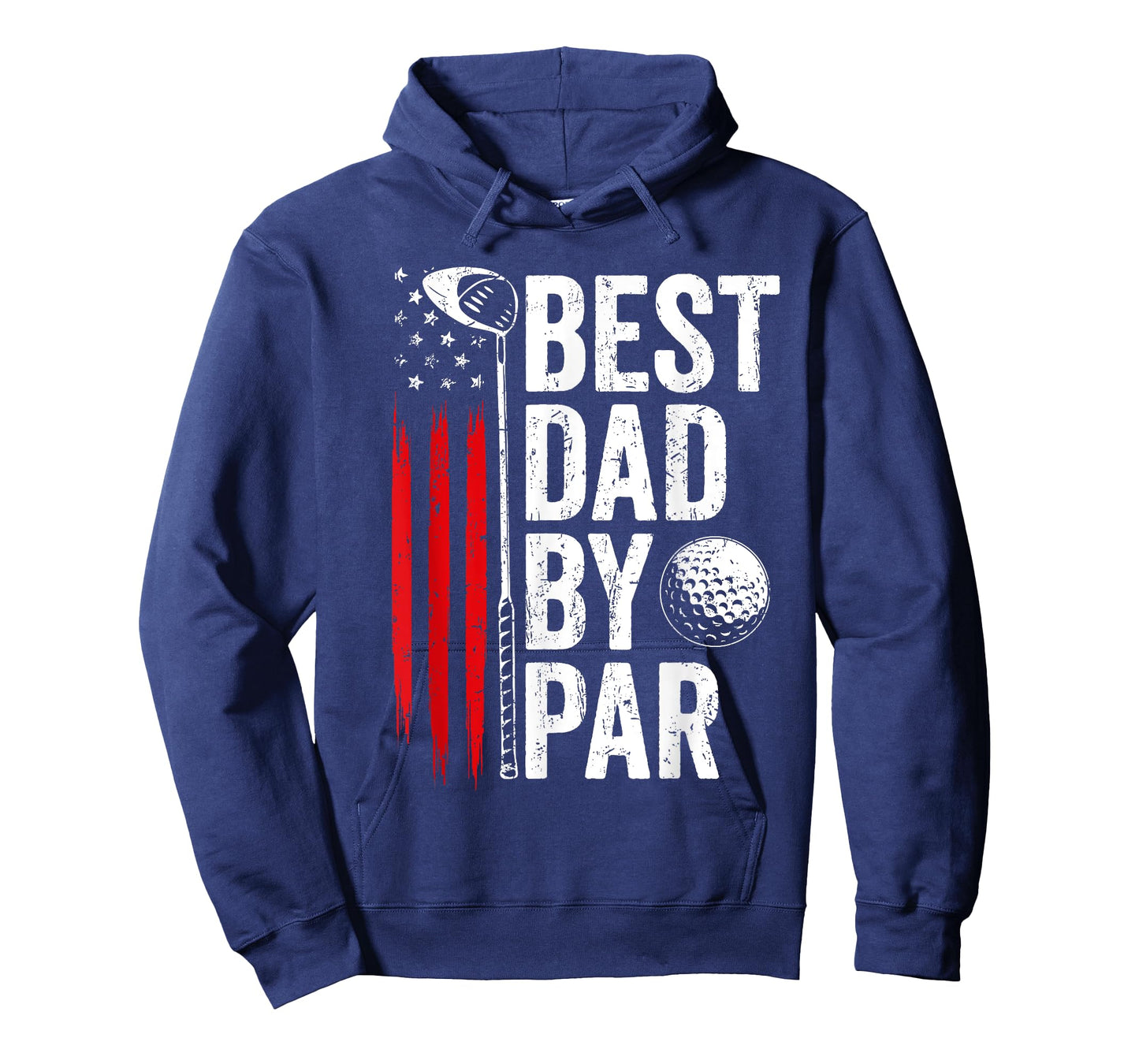 Golf Best Dad By Par Daddy Golfer American Flag Father's Day T-Shirt for Men
