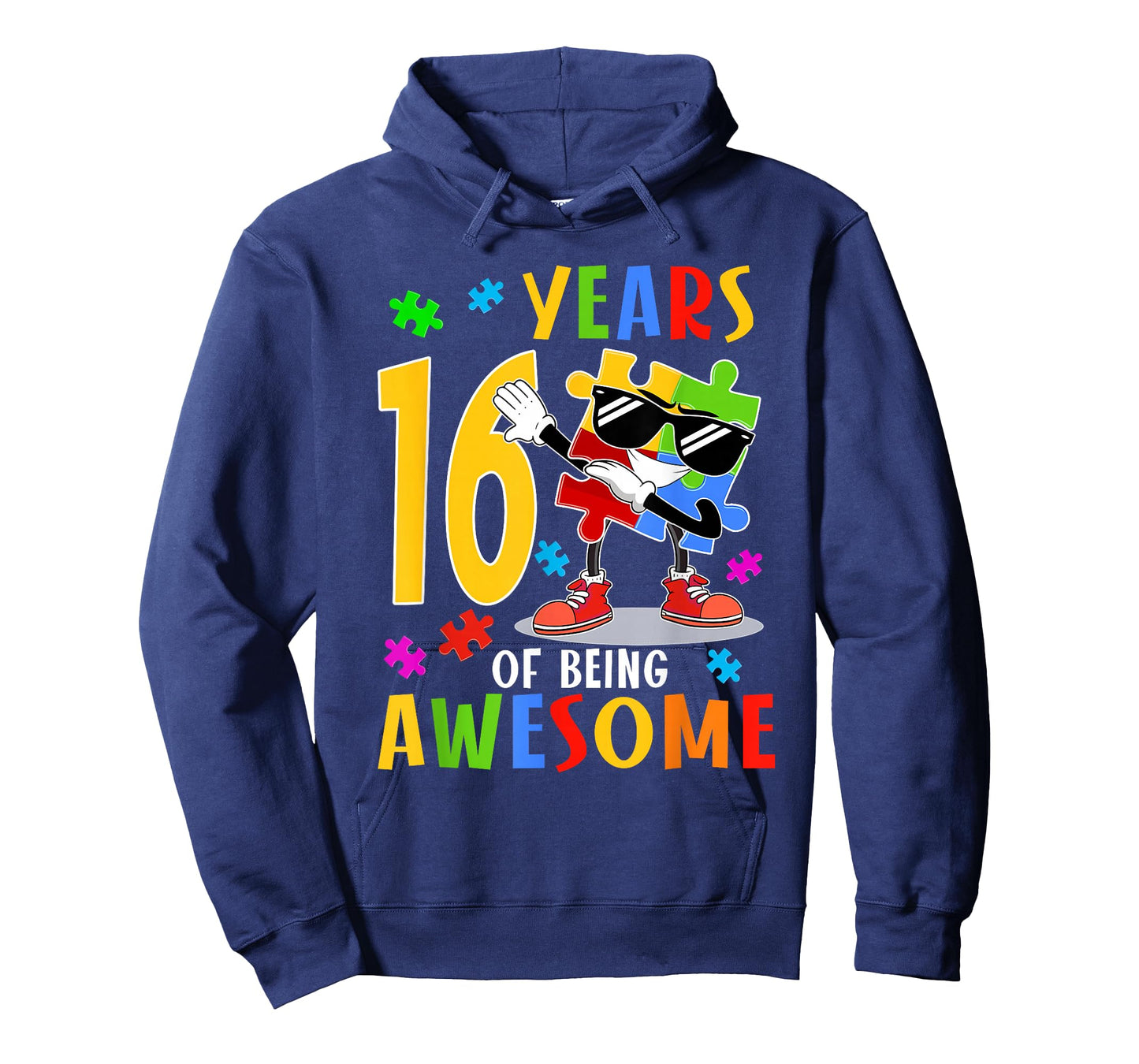 16 Years Of Being Awesome Birthday Dabbing Autism Puzzle T-Shirt