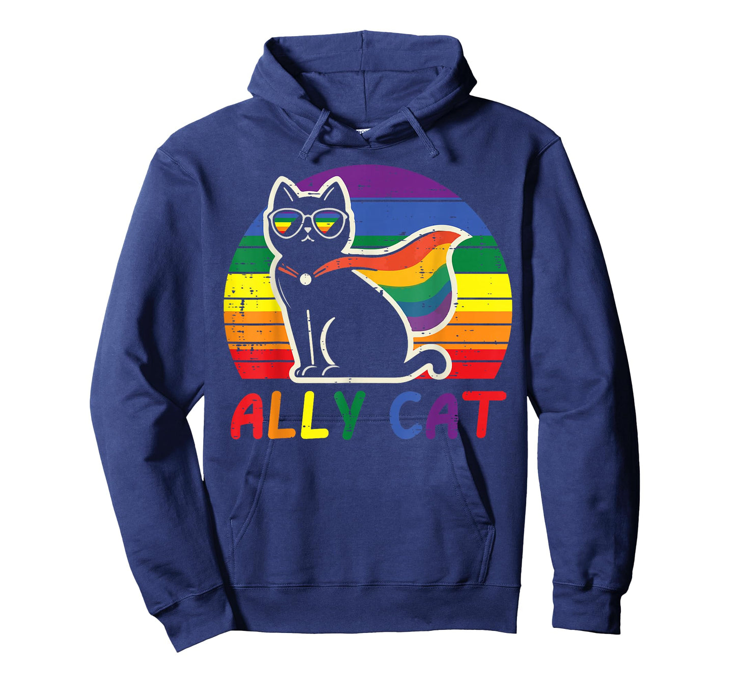 Gay Pride Month Ally Cat Funny LGBTQ Rainbow Men Women Kids T-Shirt