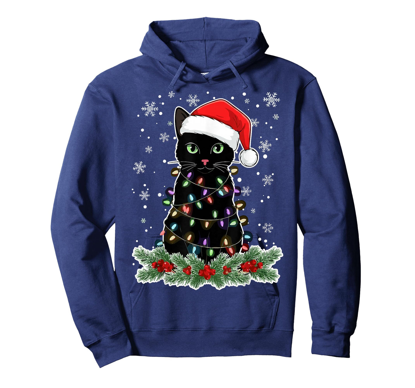 Christmas Black Cats Lover Santa Hat Funny Cat T-Shirt
