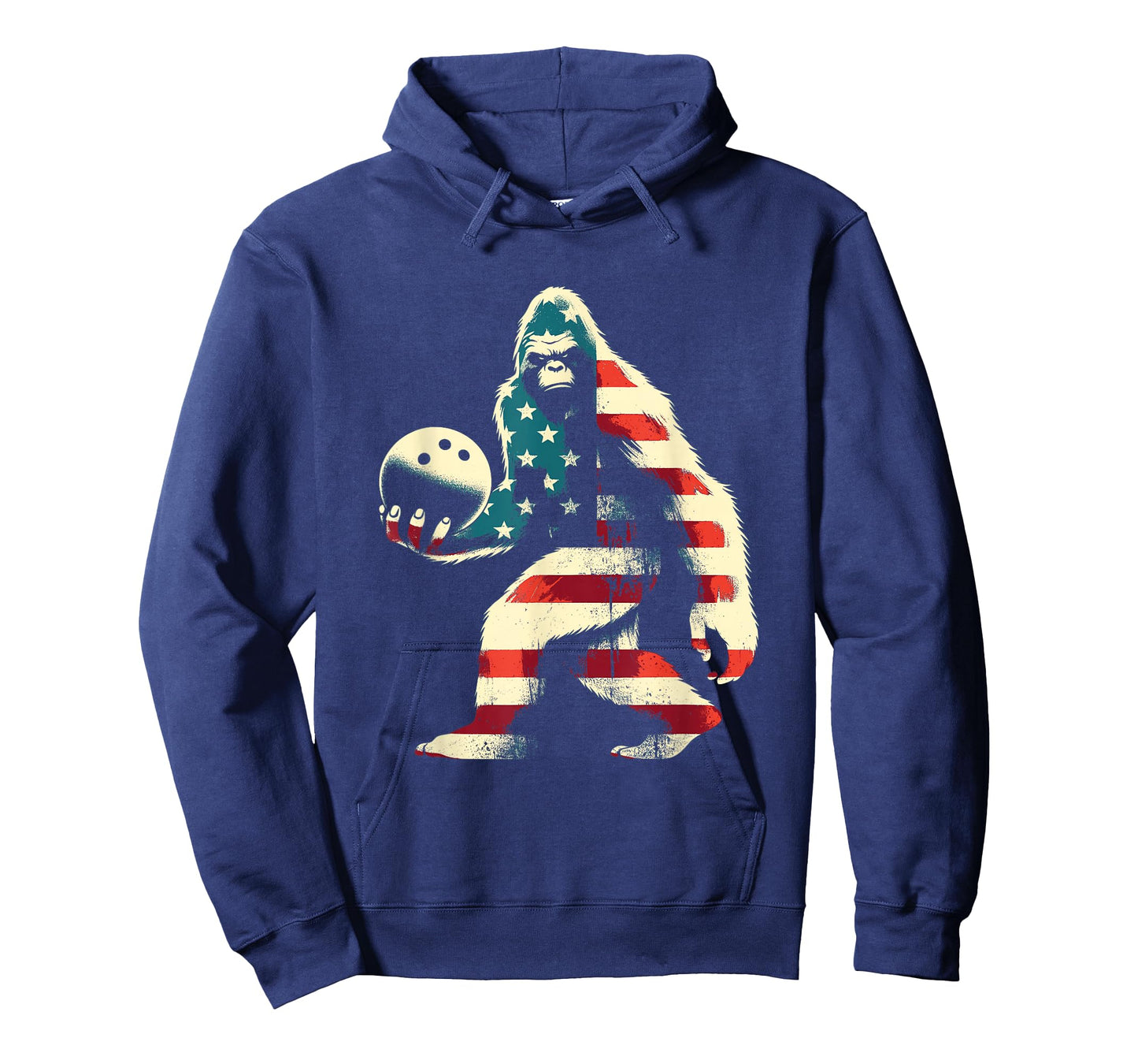 Bigfoot Bowler American Flag Patriotic USA Sasquatch Bowling T-Shirt