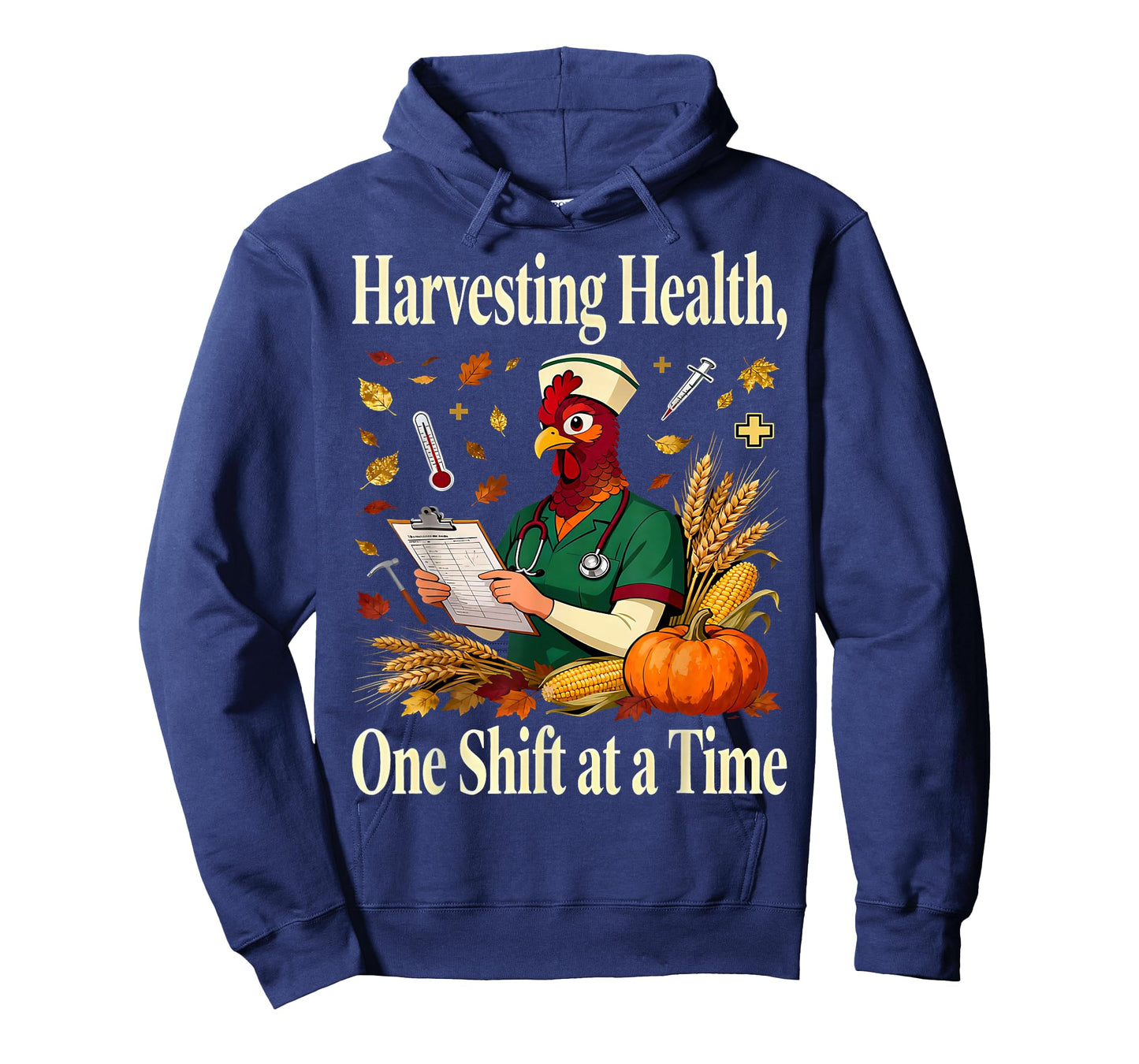 Fall ER Turkey Nursing Harvesting Health Nurse Thanksgiving T-Shirt