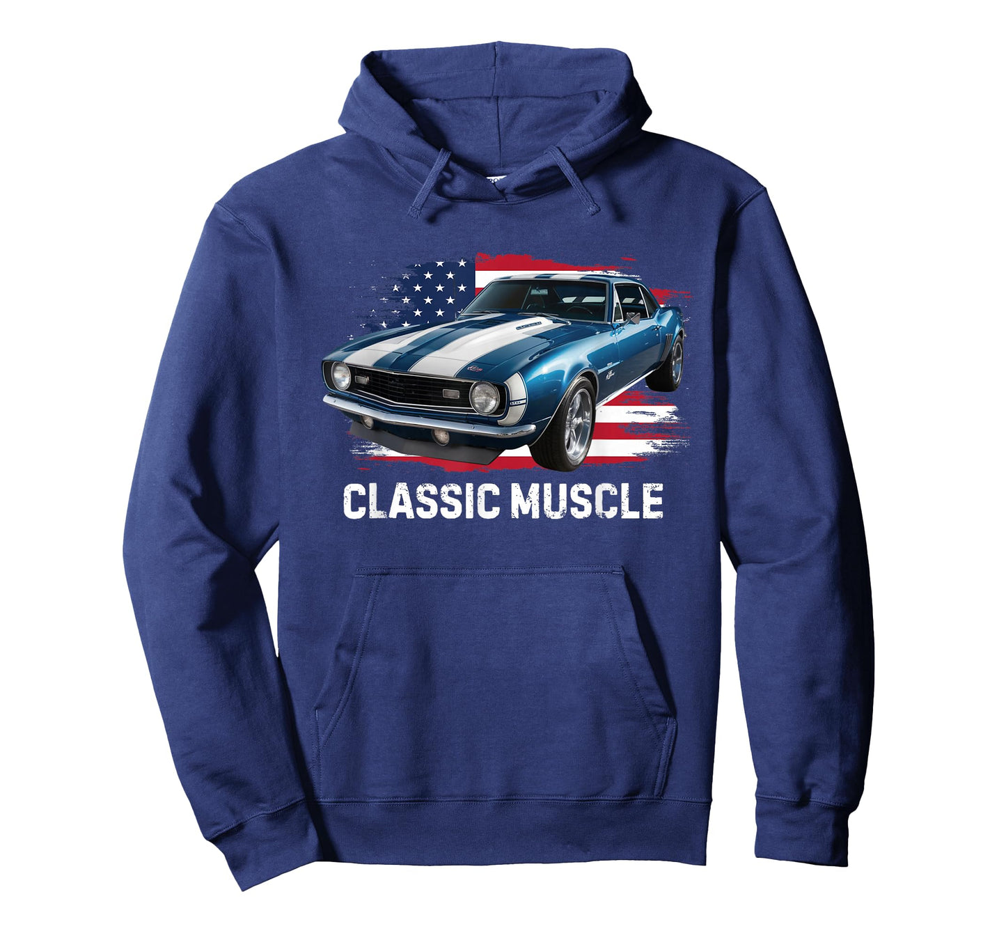 Patriotic USA Retro Flag Classic Vintage Muscle American Car T-Shirt