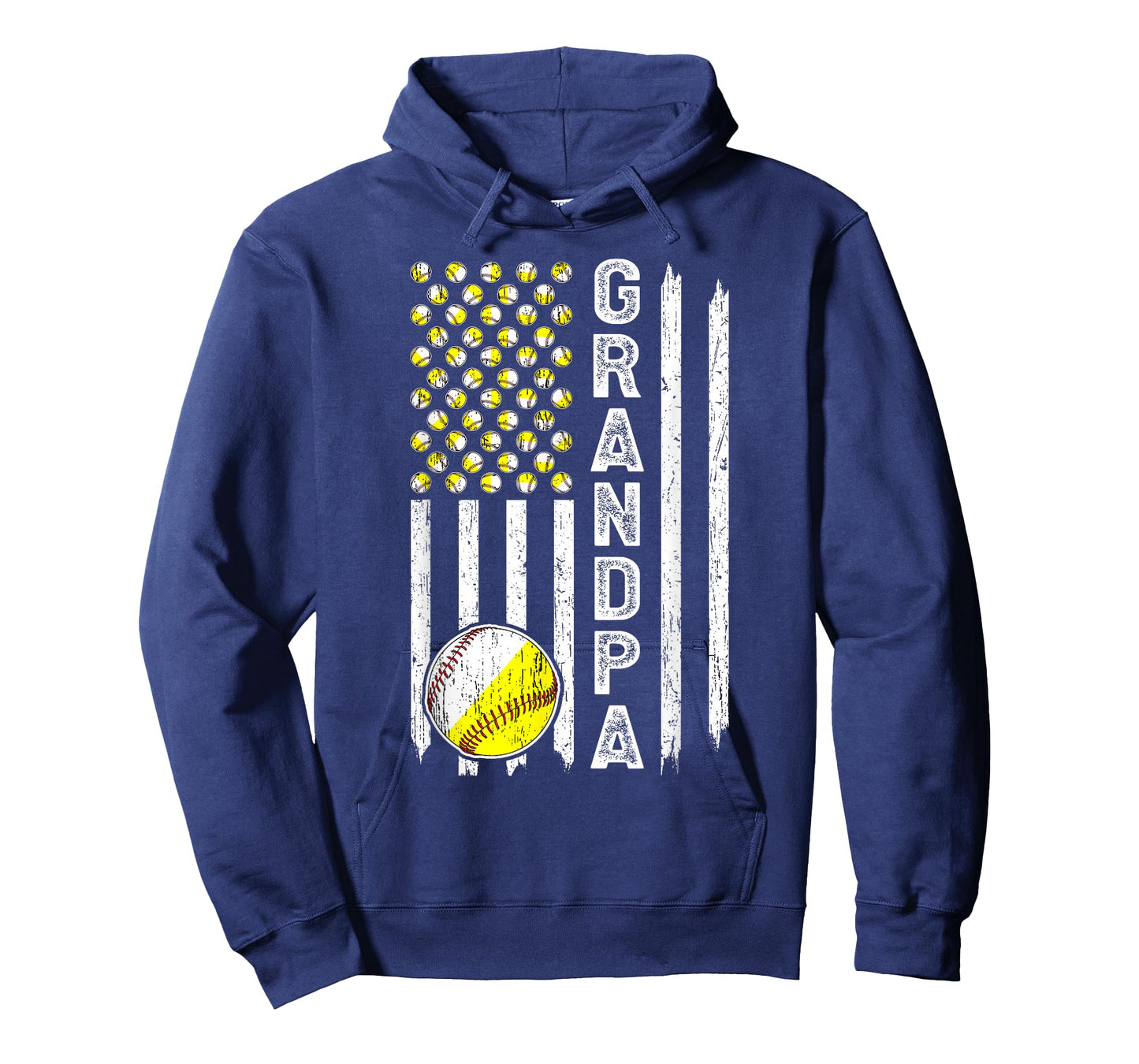 Grandpa American Flag Softball Baseball Grandpa T-Shirt