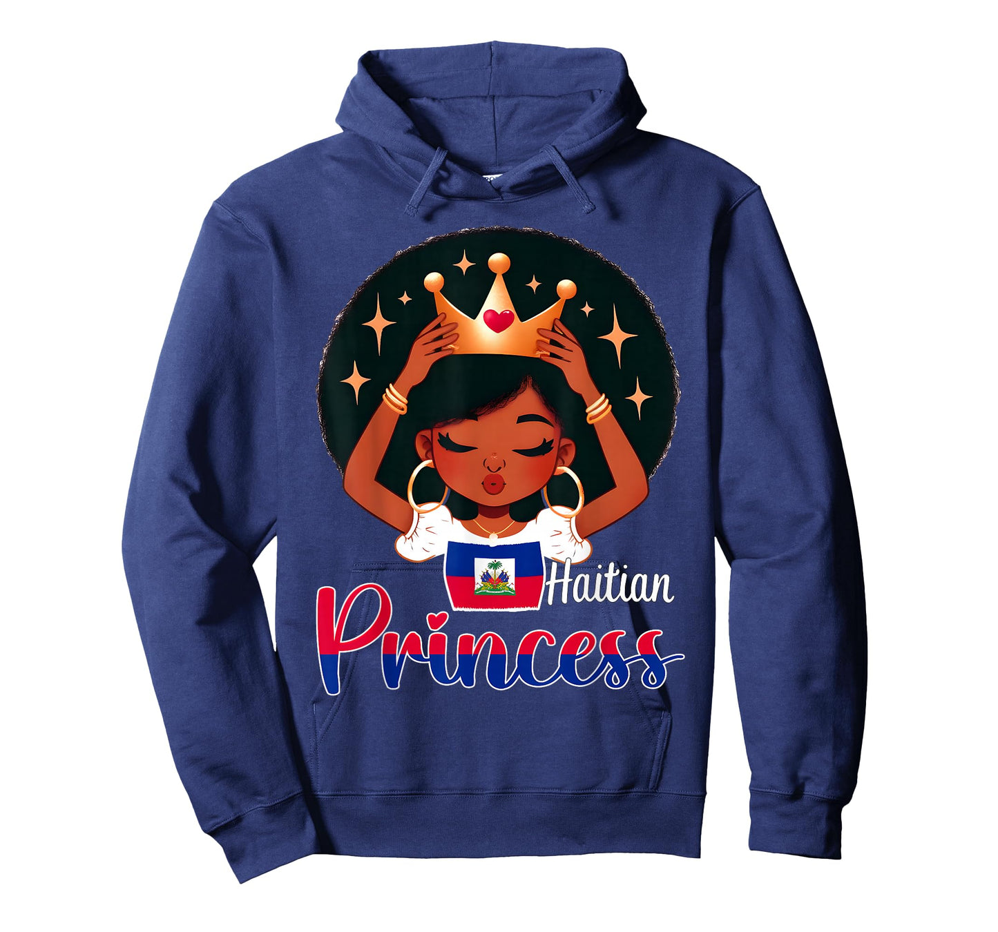 Haitian Princess Haiti Flag Melanin for Black Girls Kids T-Shirt