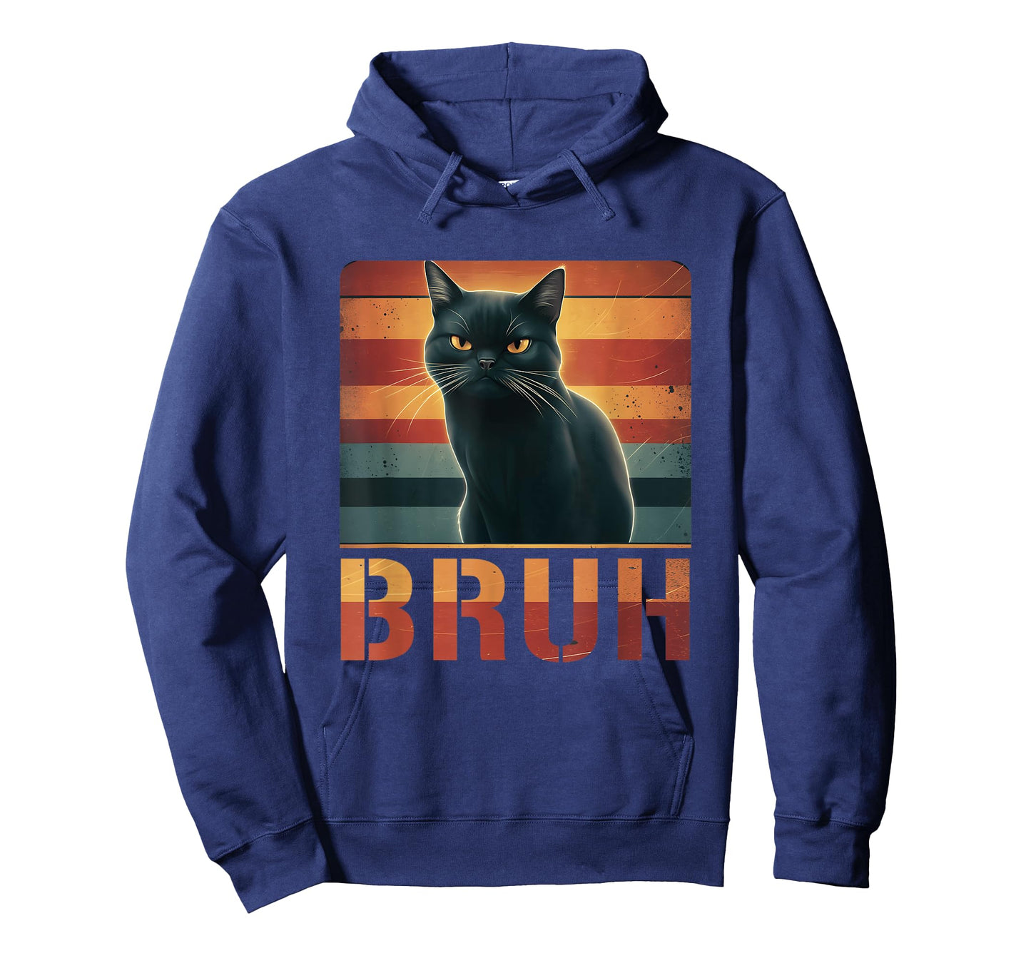 Vintage Sunset Funny Black Cat Bruh Meme Pet Animal T-Shirt